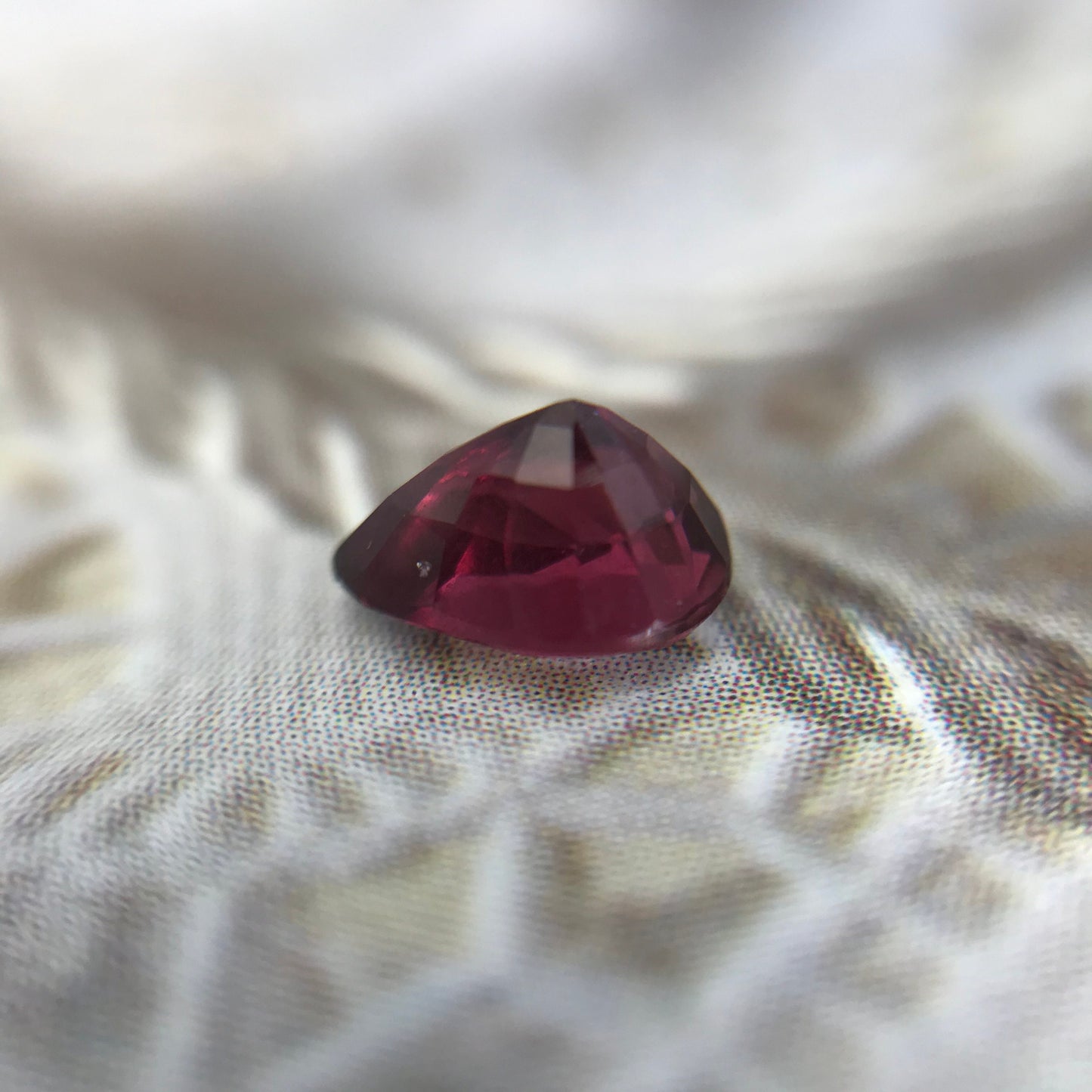 0.81 carat Natural Rhodolite Garnet, 6.3x5.8 mm Pear Cut Rose Red Garnet, Faceted Loose Gem, Raspberry Garnet, Purplish Red