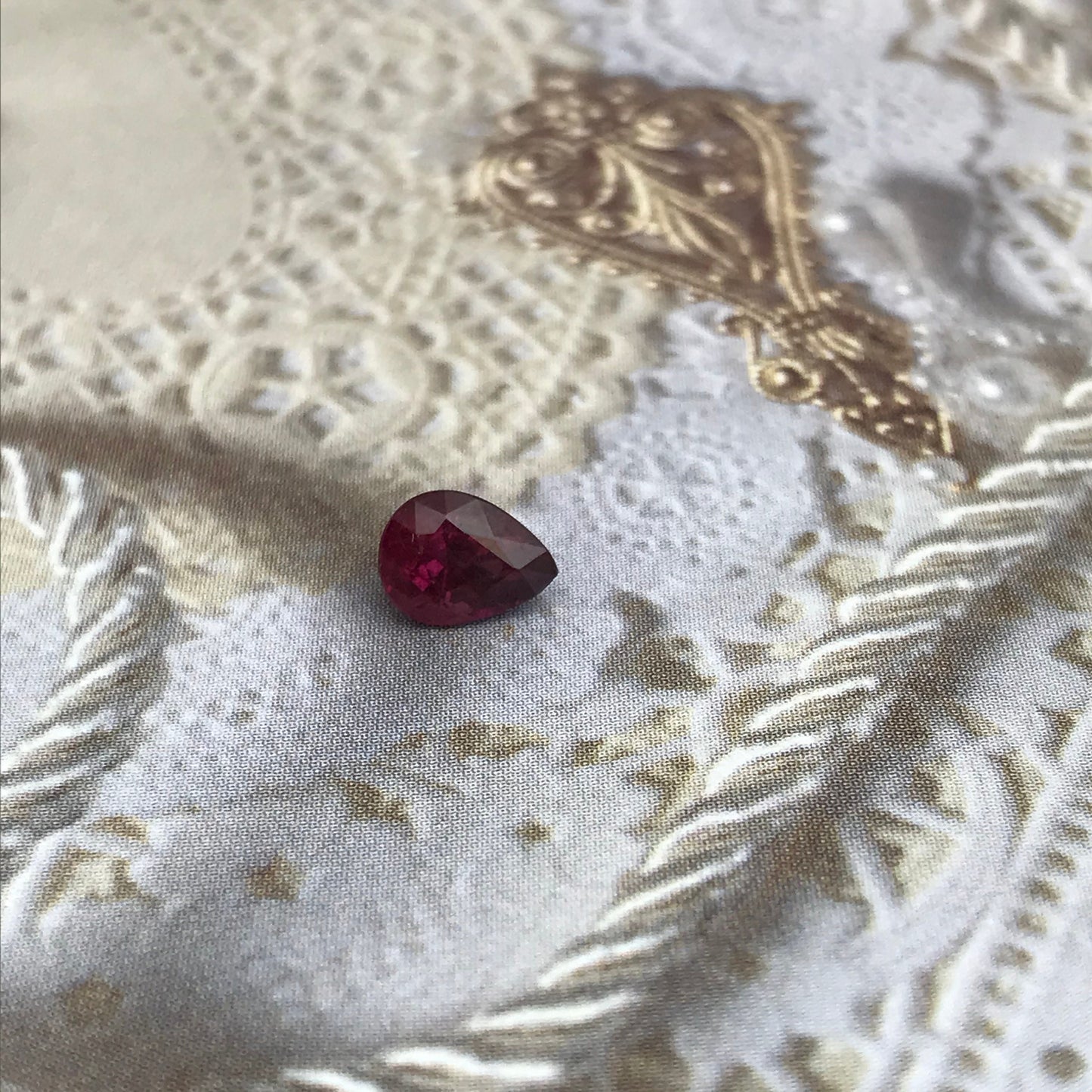 0.81 carat Natural Rhodolite Garnet, 6.3x5.8 mm Pear Cut Rose Red Garnet, Faceted Loose Gem, Raspberry Garnet, Purplish Red