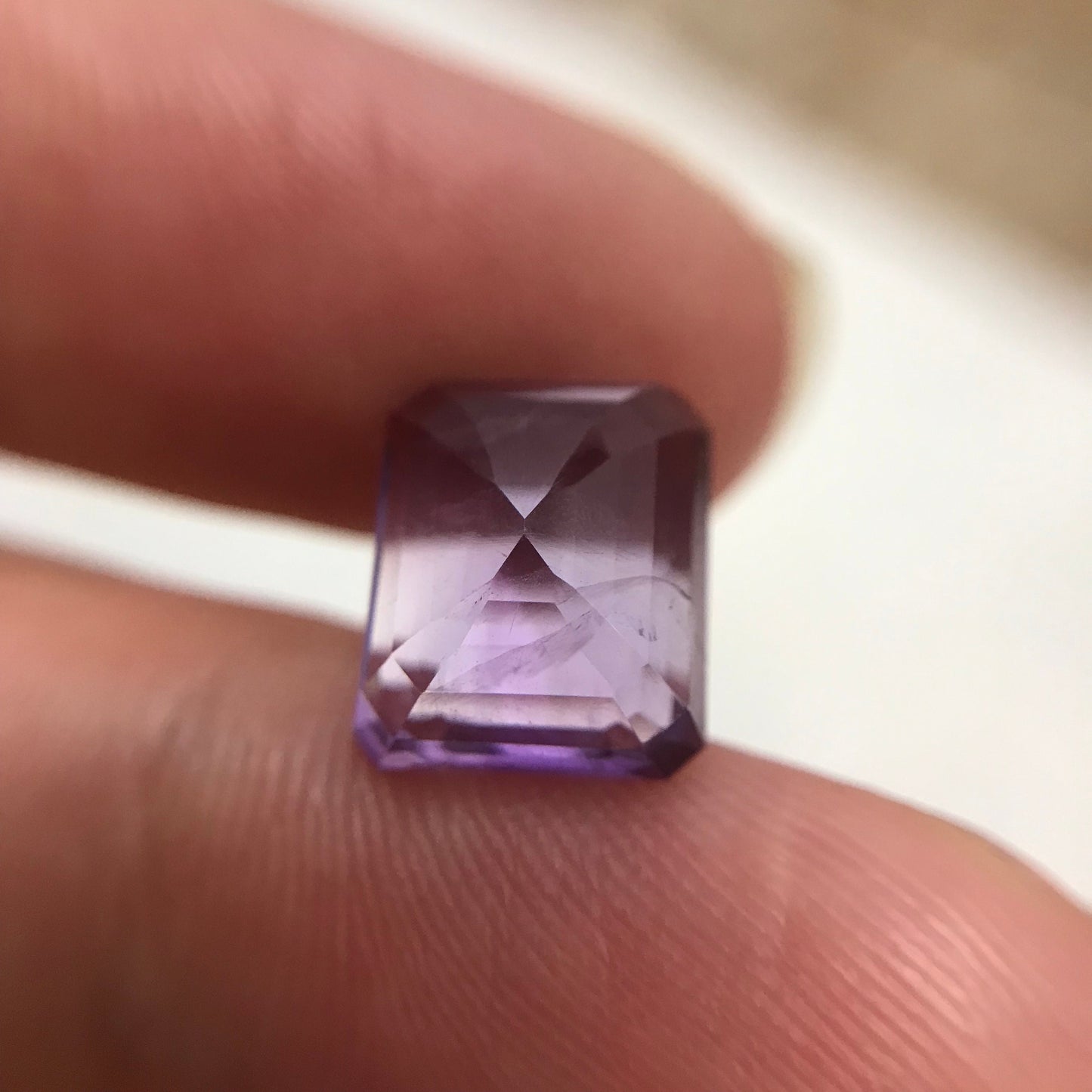 10.5x9 mm Purple Amethyst 4.19 Carat Rectangle Emerald Cut, Faceted Loose Unmounted Recycled/Reclaimed Gemstone
