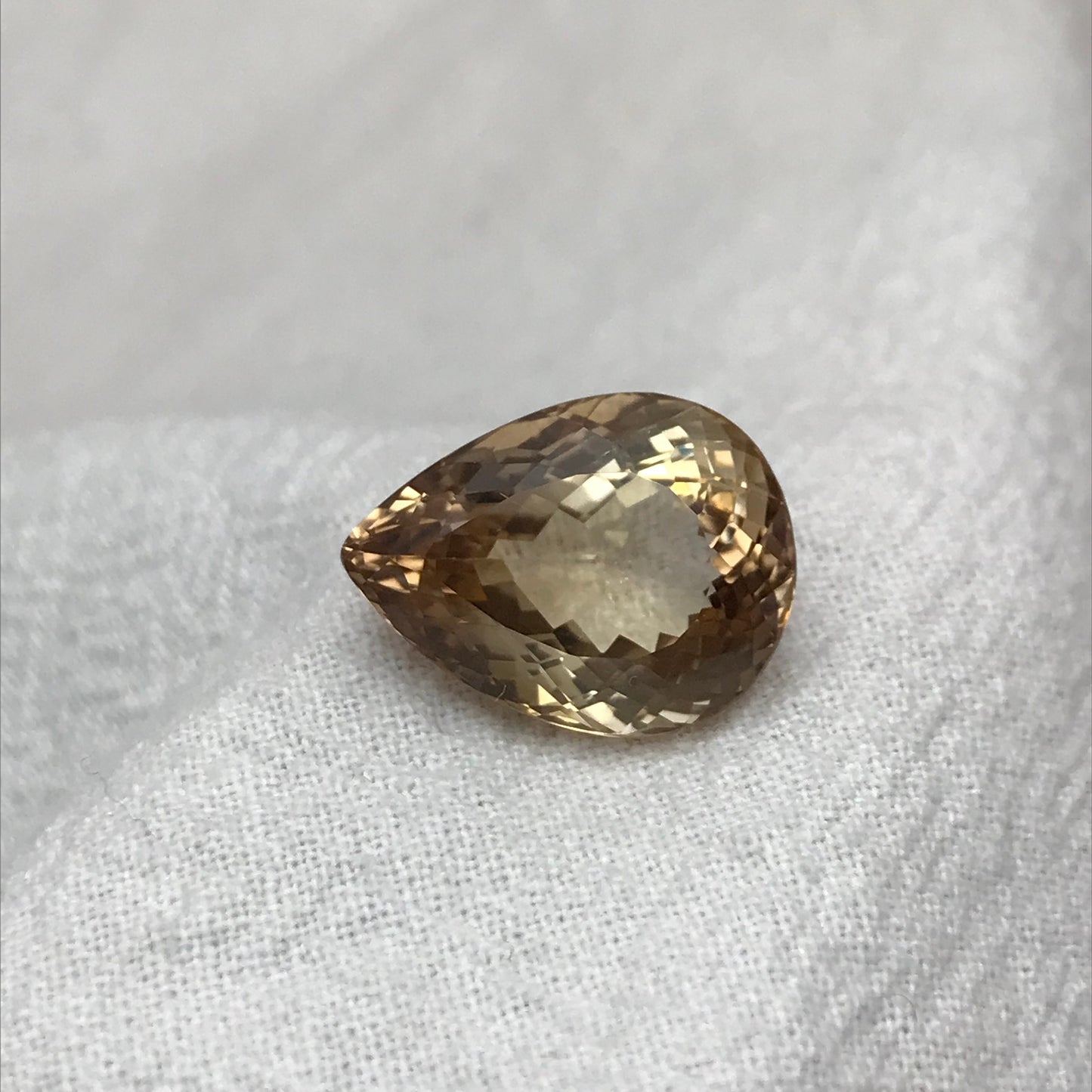 12 carat Natural Orangish Brown Topaz 16x12mm Pear Cut Faceted Gemstone, Large Stone, Loose Champagne Topaz