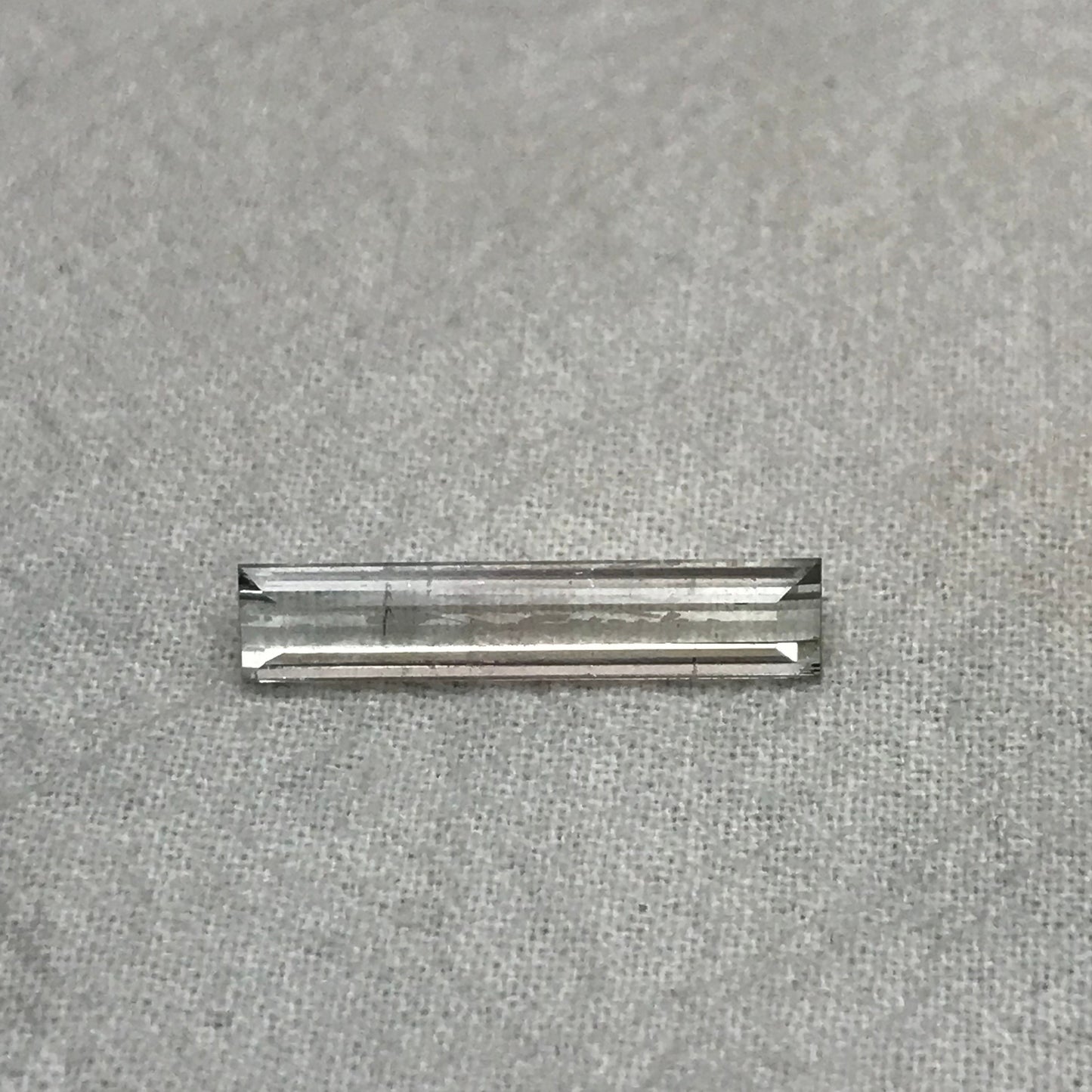 Light Tourmaline 21.5x4.5mm Elongated Baguette Cut, 3.73 carats, Natural Faceted Gem, Loose Gemstone, Light Green/ Peachy Pink