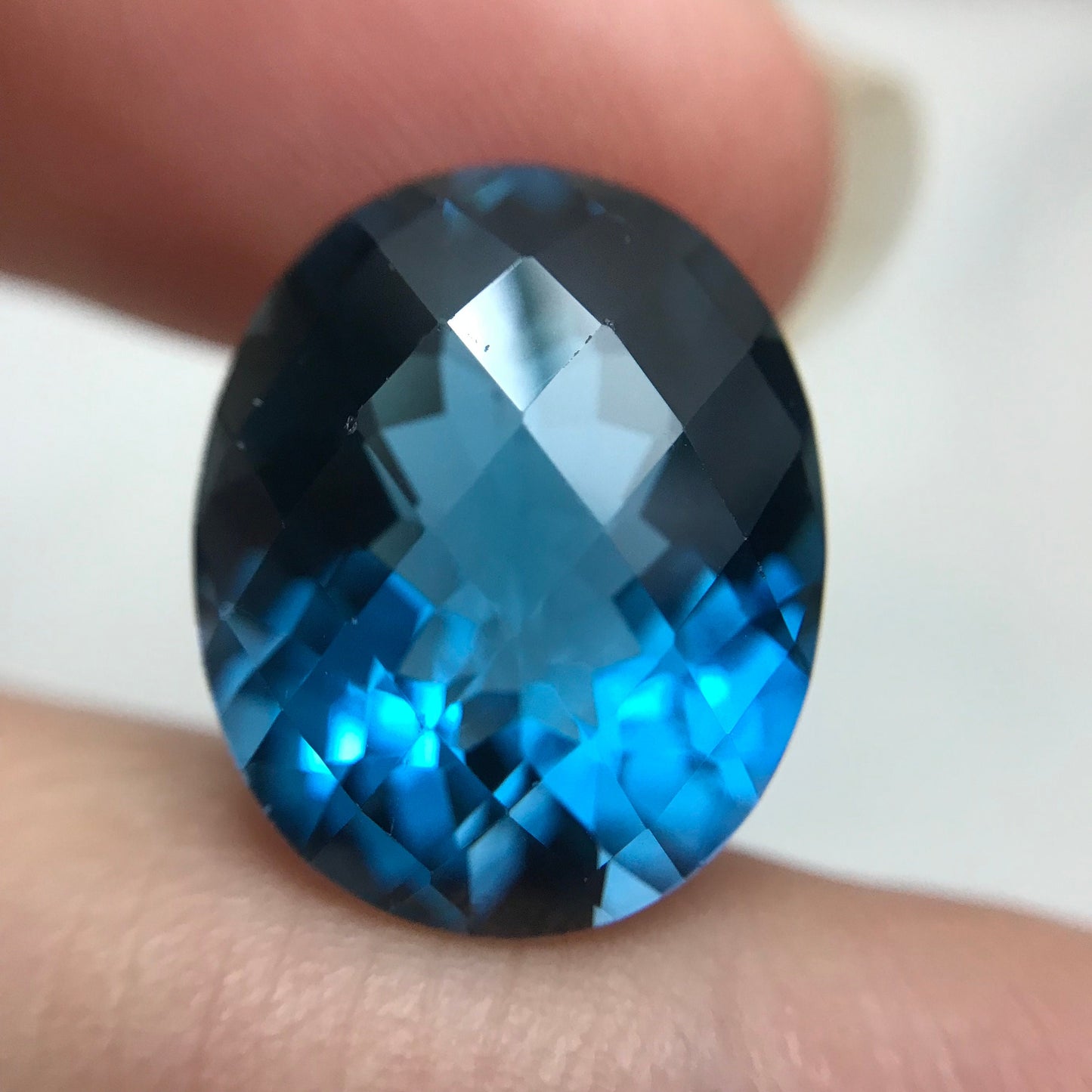 16 carat London Blue Topaz 17x14 Oval Checkerboard Cut, Faceted London Blue Loose Topaz, December Birthstone, Recycled Gems