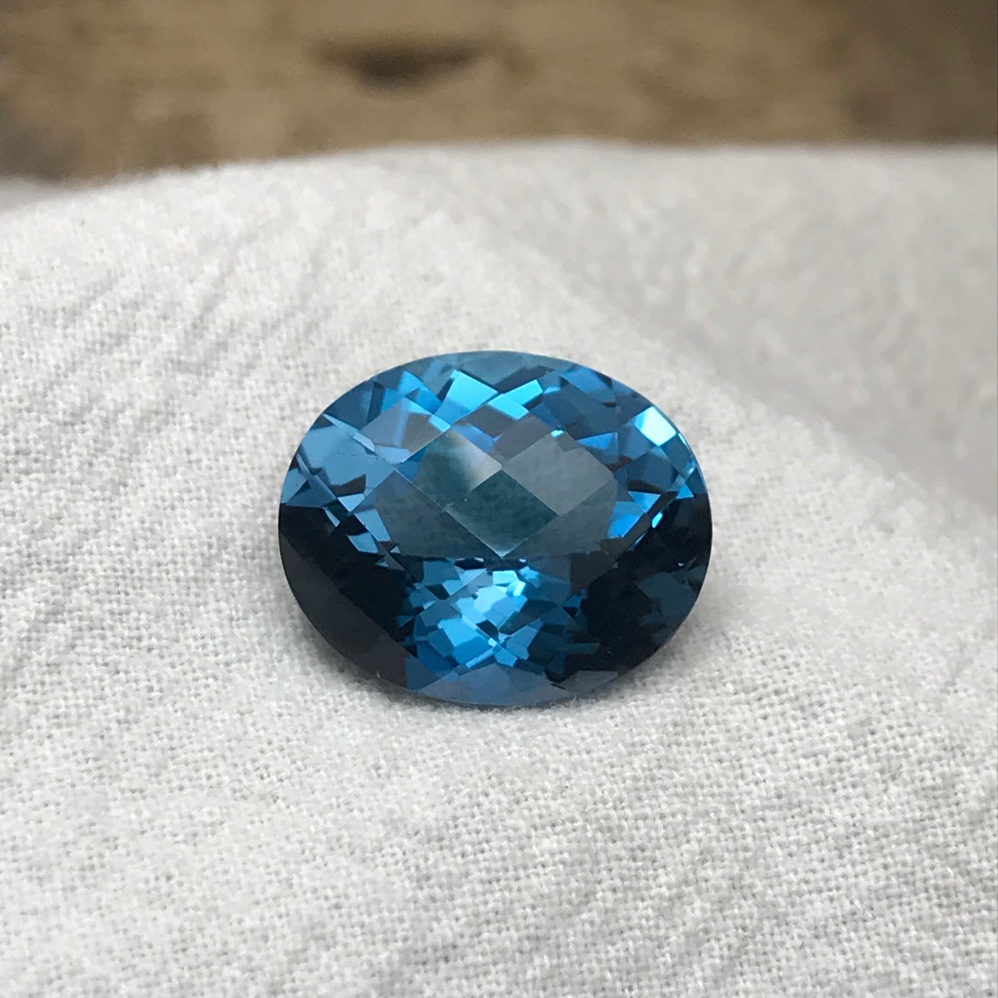 16 carat London Blue Topaz 17x14 Oval Checkerboard Cut, Faceted London Blue Loose Topaz, December Birthstone, Recycled Gems