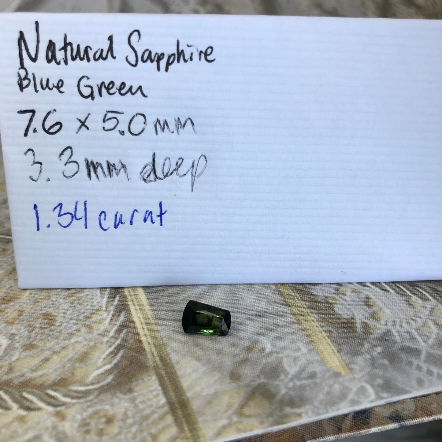 1.34 ct Natural Green Fancy Cut Sapphire 7.6x5mm Trapezoid cut Genuine Loose Unmounted Faceted Gemstone Bluish Green Sapphire