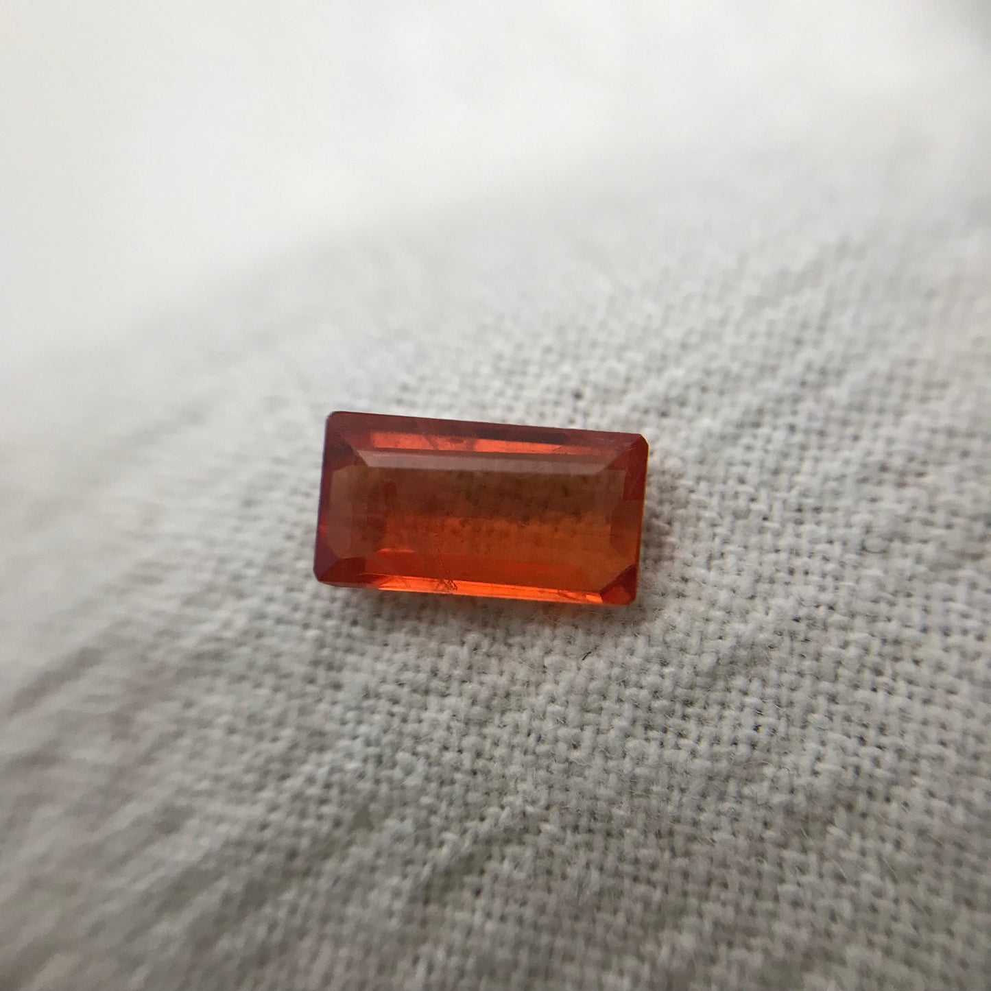 0.96 ct Natural Orange Sapphire 7.5x4mm Baguette Cut Loose Faceted Gem, Reddish Orange Beryllium Treated Sapphire, 7.5x4.1mm