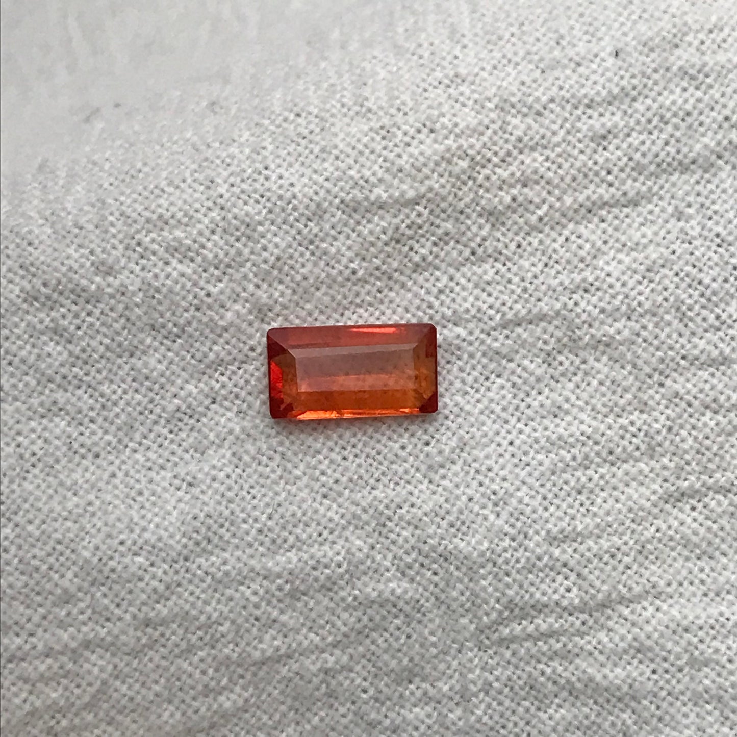 0.96 ct Natural Orange Sapphire 7.5x4mm Baguette Cut Loose Faceted Gem, Reddish Orange Beryllium Treated Sapphire, 7.5x4.1mm