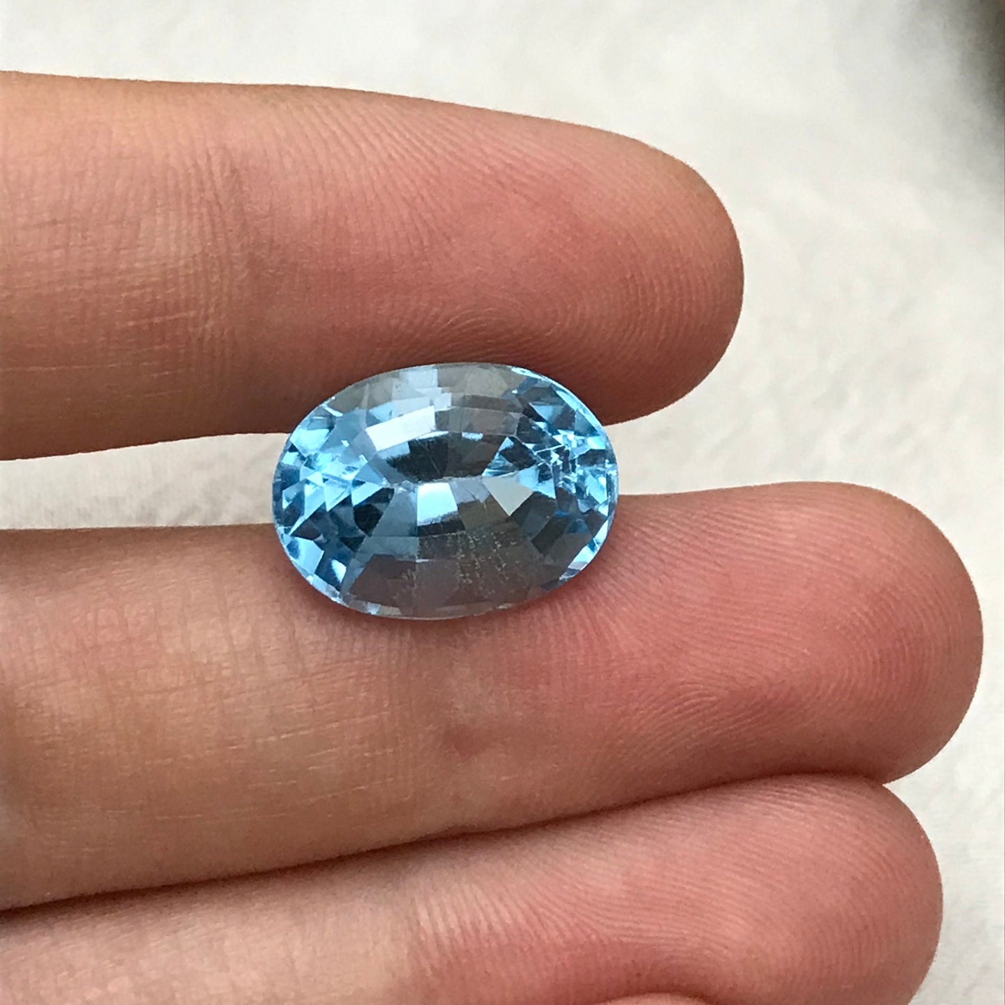 12.44 Carats Blue Topaz Oval Cut 15.5x11.5mm Loose Gem, Faceted Real Topaz, Unmounted December Birthstone US Seller