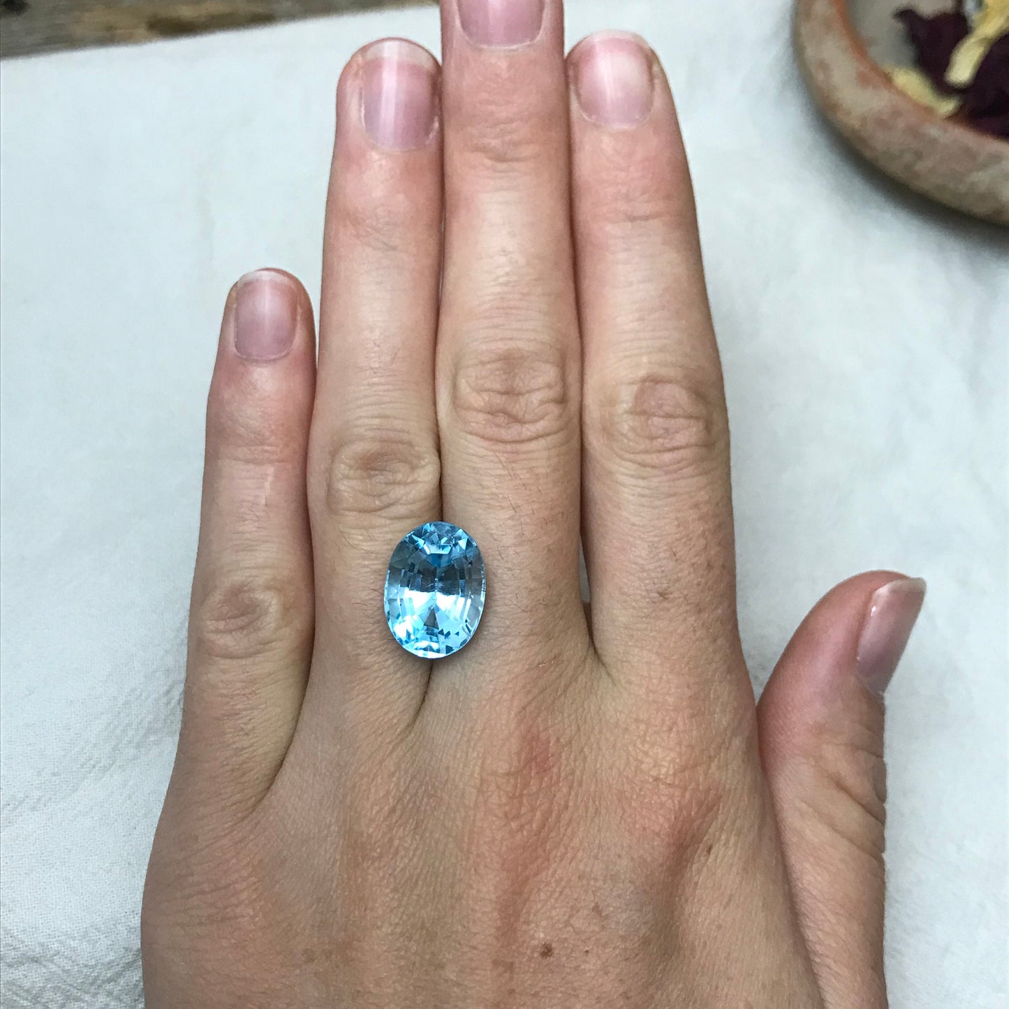 12.44 Carats Blue Topaz Oval Cut 15.5x11.5mm Loose Gem, Faceted Real Topaz, Unmounted December Birthstone US Seller