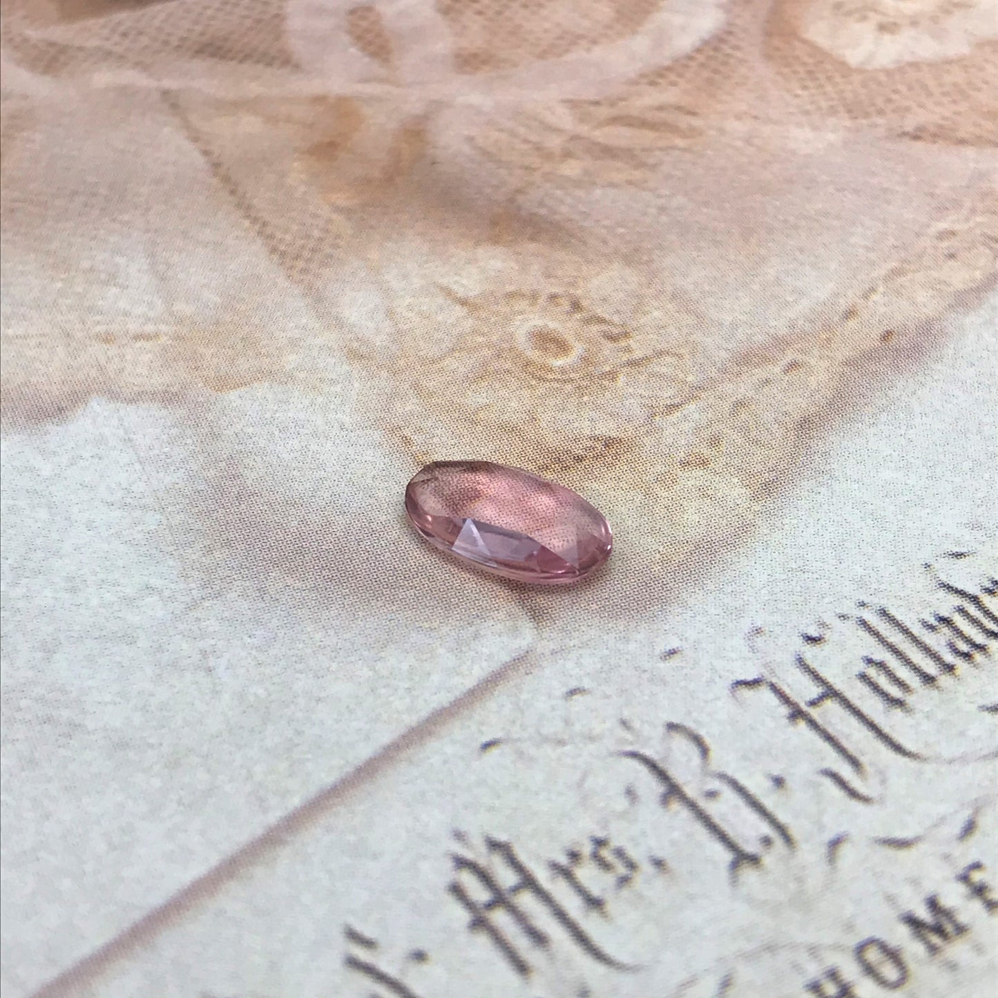 Natural Pink Tourmaline 1.04 carat 10x6 mm Long Oval Rose Cut, Unmounted Faceted Loose Gemstone for Jewelry Setting, Carnation Pink