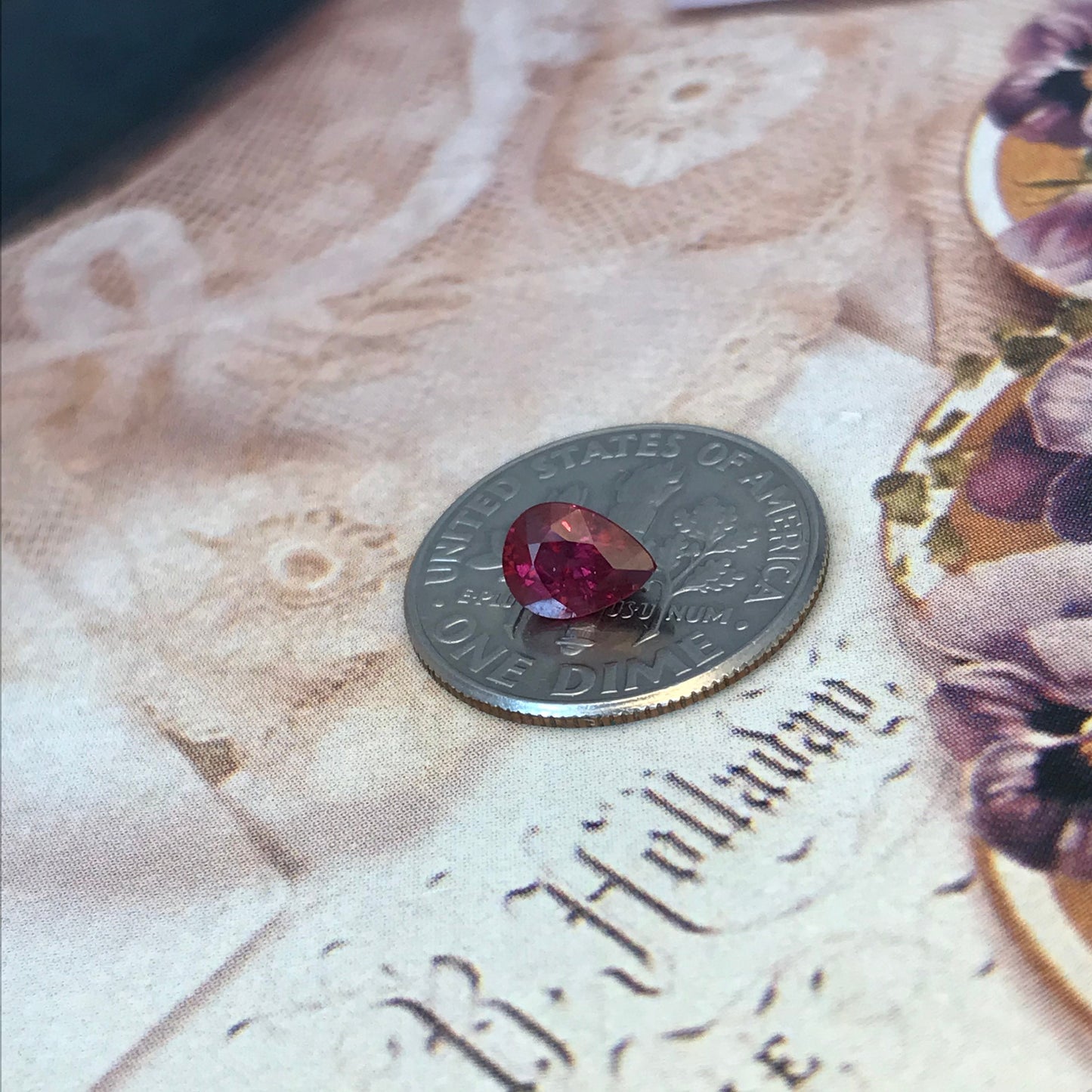 0.81 carat Natural Rhodolite Garnet, 6.3x5.8 mm Pear Cut Rose Red Garnet, Faceted Loose Gem, Raspberry Garnet, Purplish Red