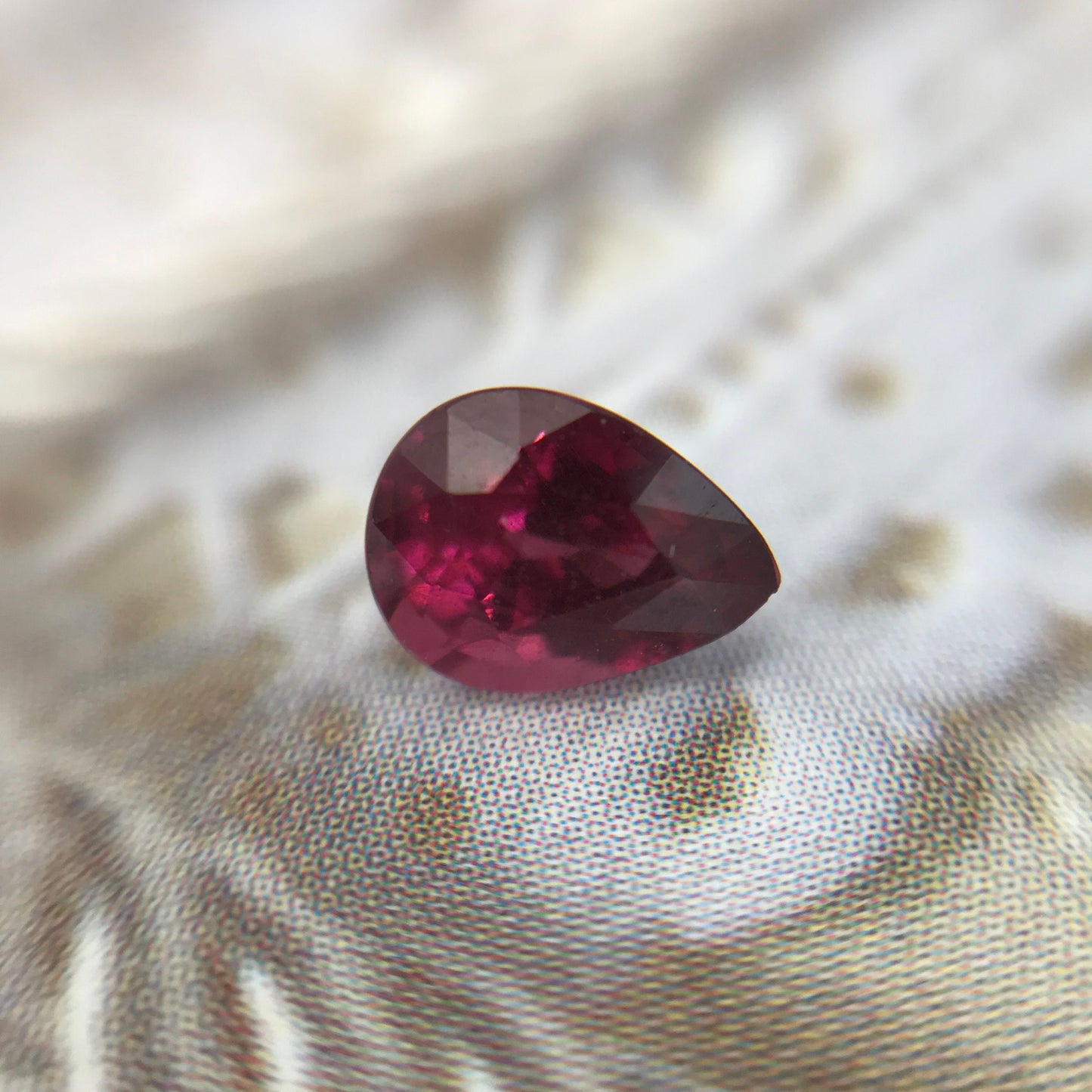 0.81 carat Natural Rhodolite Garnet, 6.3x5.8 mm Pear Cut Rose Red Garnet, Faceted Loose Gem, Raspberry Garnet, Purplish Red