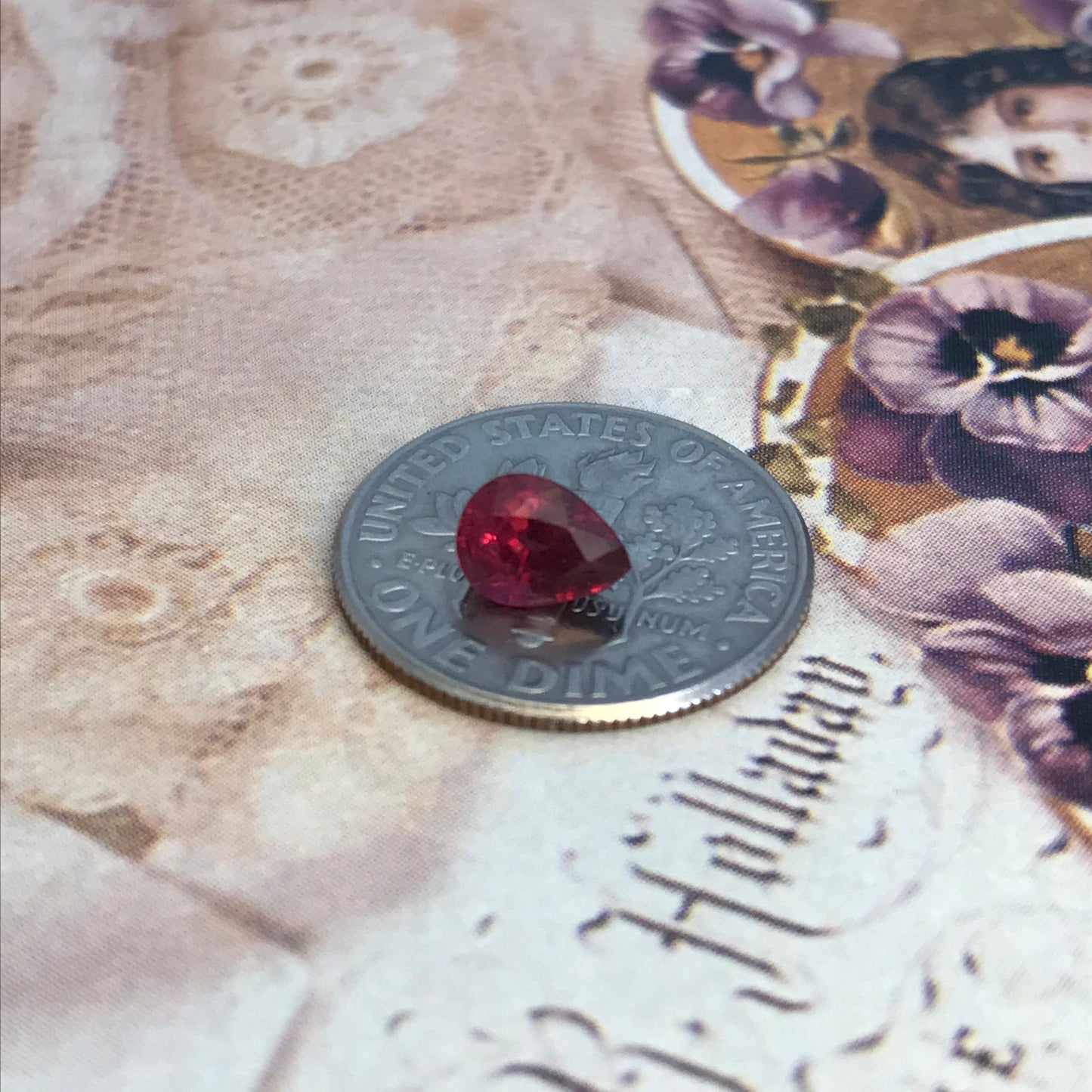 0.81 carat Natural Rhodolite Garnet, 6.3x5.8 mm Pear Cut Rose Red Garnet, Faceted Loose Gem, Raspberry Garnet, Purplish Red