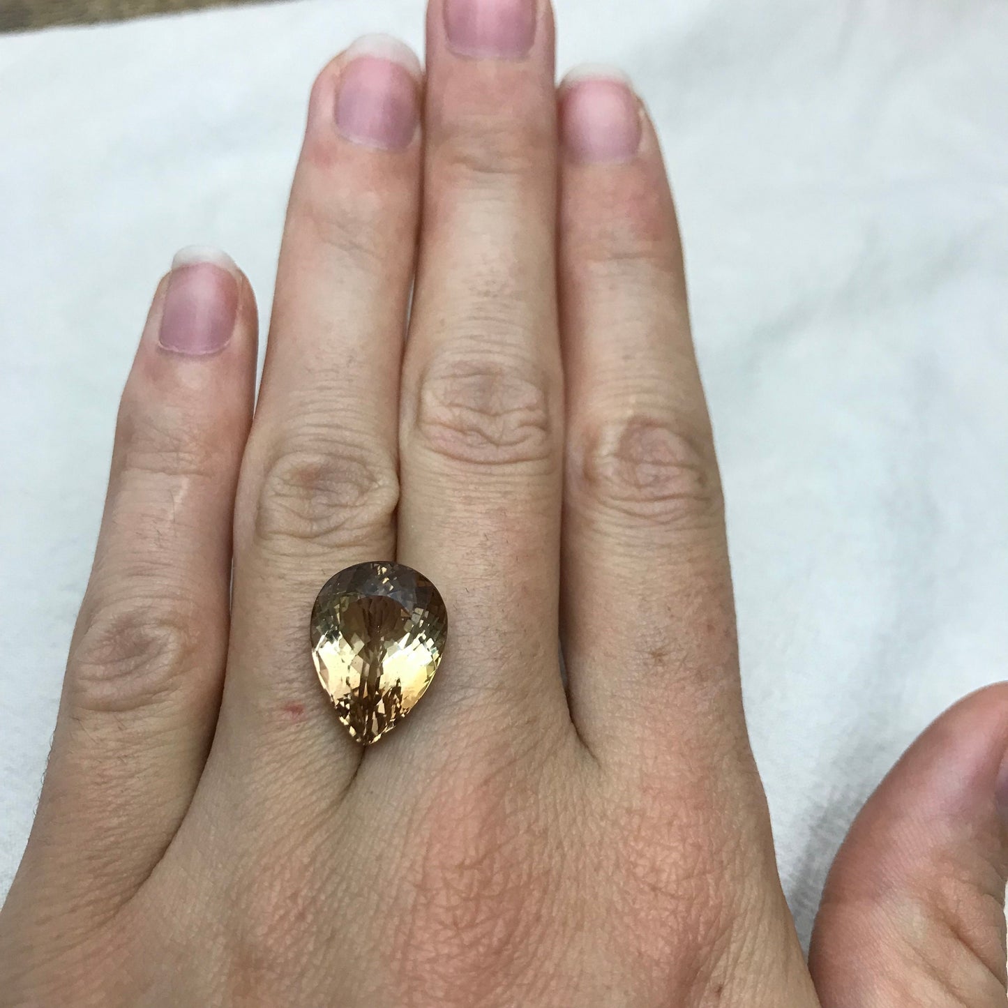 12 carat Natural Orangish Brown Topaz 16x12mm Pear Cut Faceted Gemstone, Large Stone, Loose Champagne Topaz