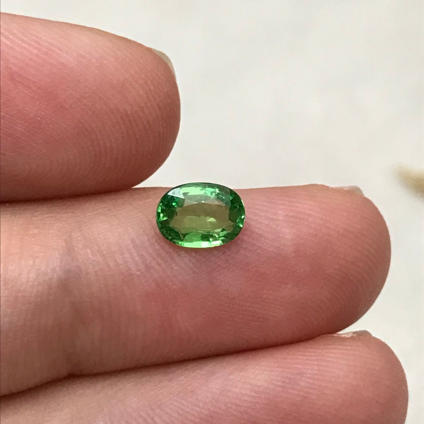 Natural Green Tsavorite Garnet 0.71 carat 6.5x4.8mm Faceted Oval Genuine Gemstone, Loose Gem Green Garnet, Approx. 6.5x5mm