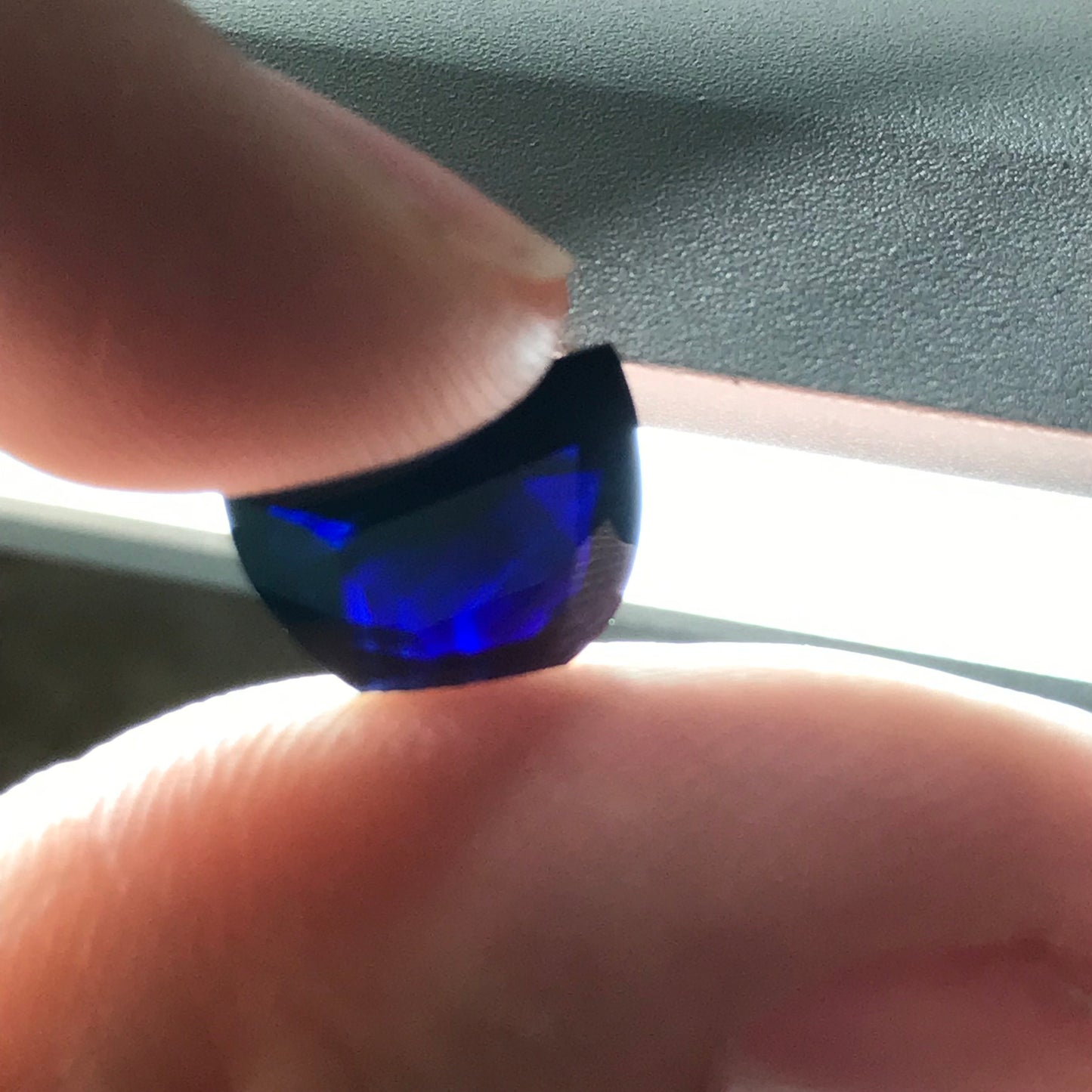 Very Dark Blue Sapphire 3 Carat 11.4.x8.4mm Fancy Cut Half Moon Shape Almost Black, Heat-Treated Natural Sapphire