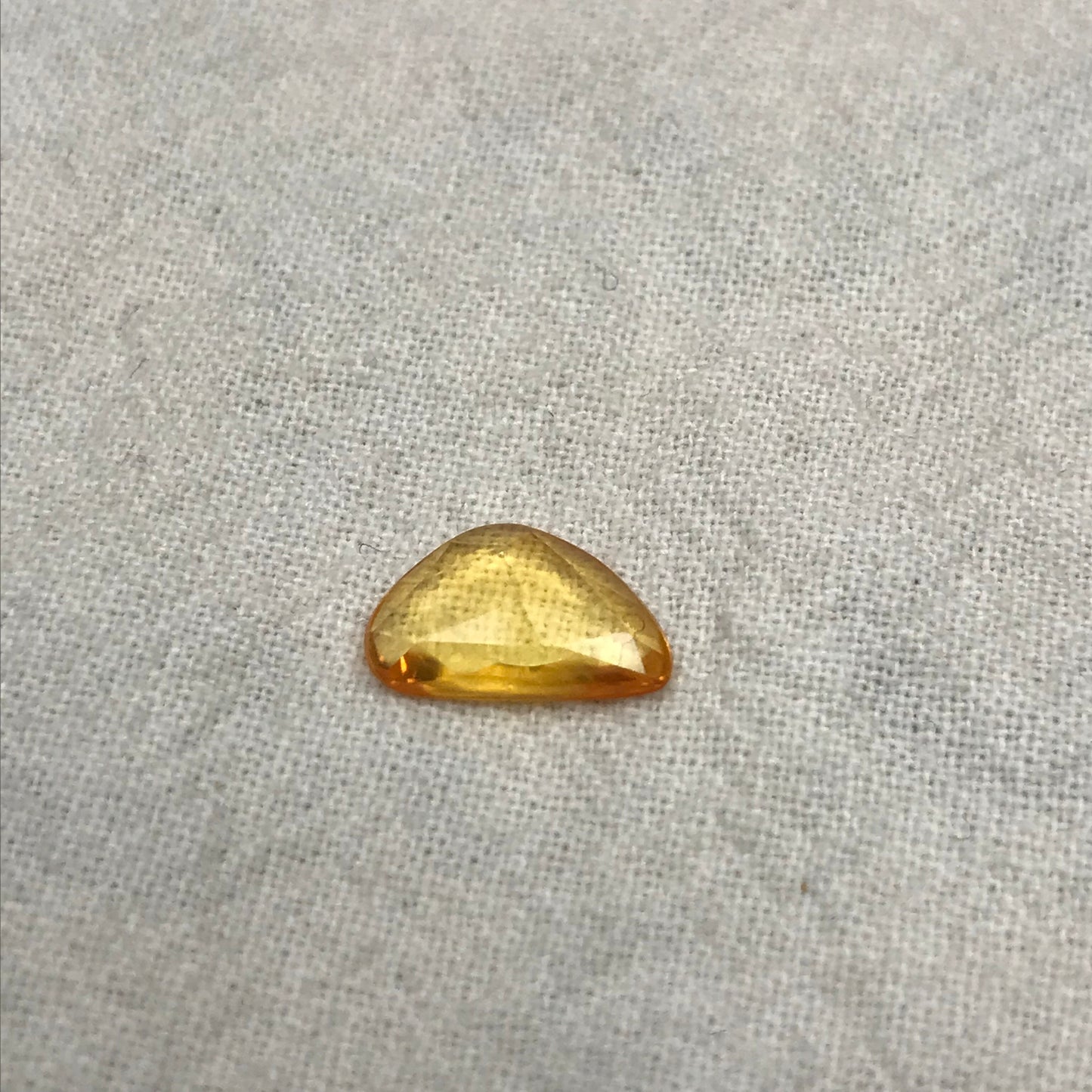 1.66 ct Natural Yellow Sapphire, 11x7mm Rose Cut BE Yellow Sapphire, Freeform Trillion, Beryllium Treated Sapphire