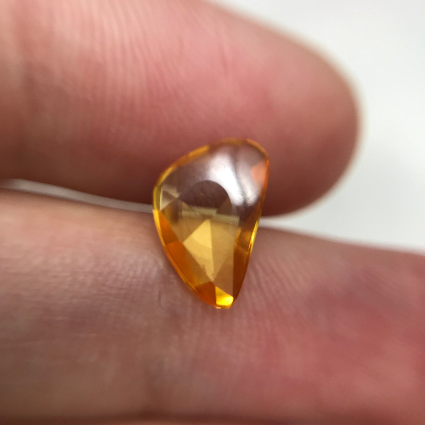1.66 ct Natural Yellow Sapphire, 11x7mm Rose Cut BE Yellow Sapphire, Freeform Trillion, Beryllium Treated Sapphire