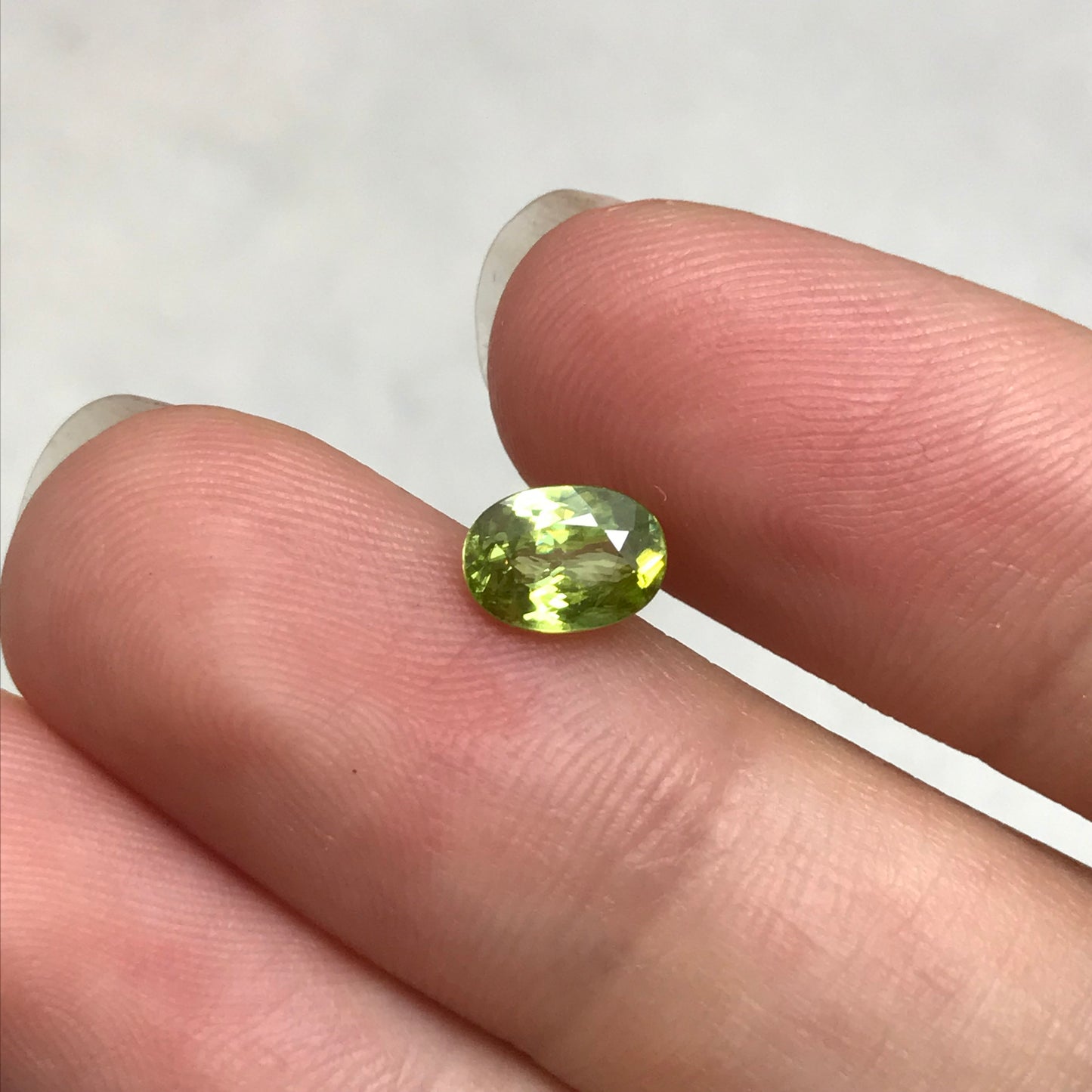 1 ct Yellowish Green Sphene 7x5mm Oval Cut, Natural Madagascar Sphene, Faceted Loose Vivid Green Titanite, 7.2x5.2mm