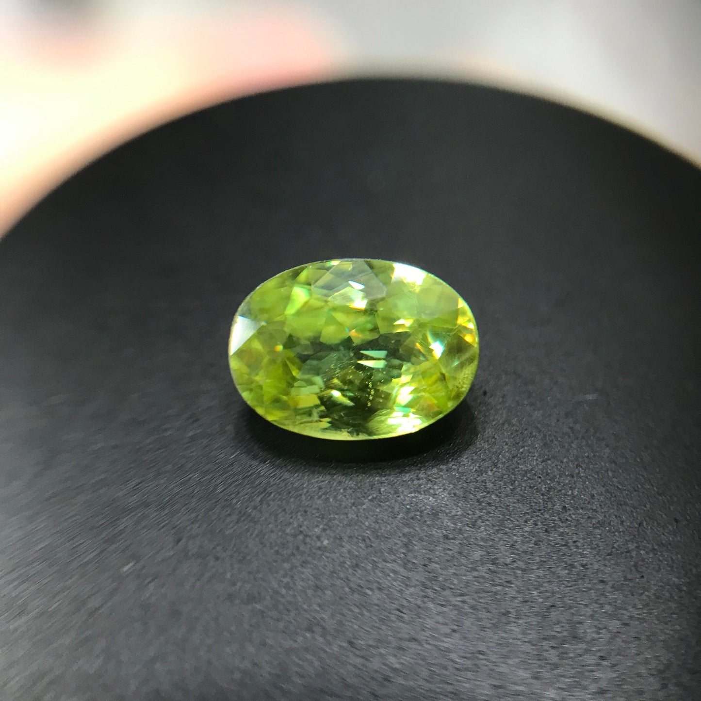 1 ct Yellowish Green Sphene 7x5mm Oval Cut, Natural Madagascar Sphene, Faceted Loose Vivid Green Titanite, 7.2x5.2mm