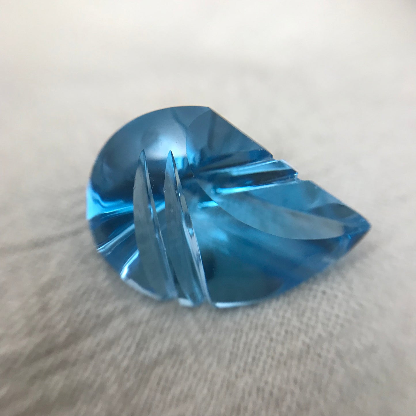 11 Ct Fancy Light Blue Topaz 18x13mm Carved Fantasy Pear Cut Gem, Loose Gemstone, Light Blue Topaz