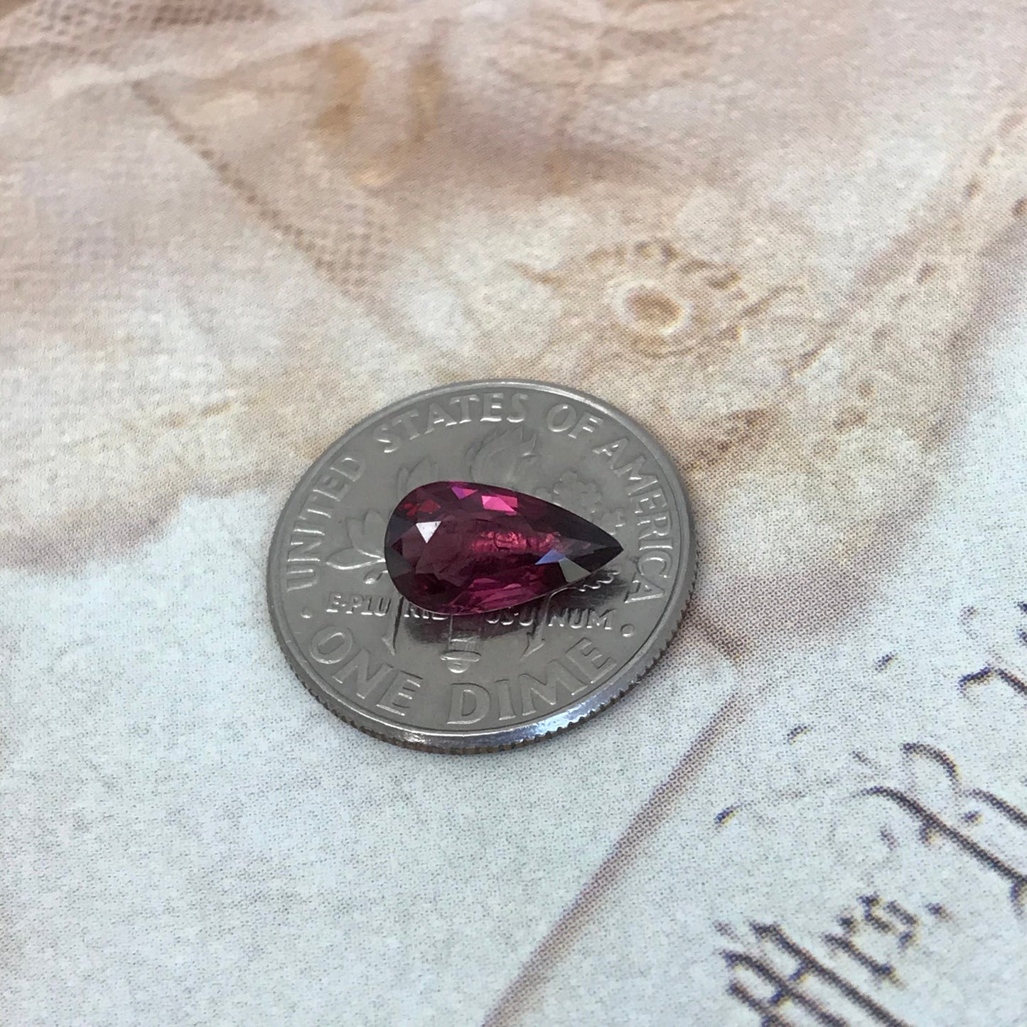 1.27 carat Natural Rhodolite Garnet, 9.4x5.3mm Pear Cut Rose Red Garnet, Faceted Raspberry Garnet, Purplish Red