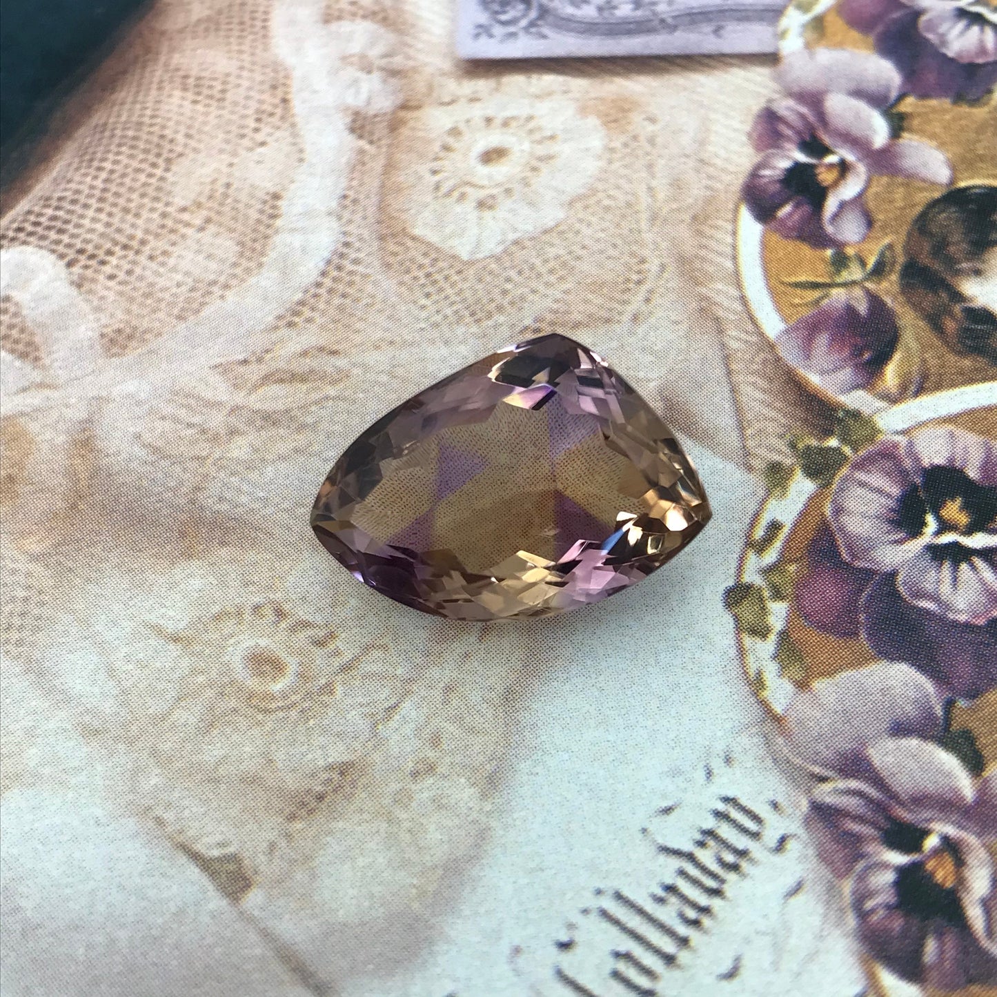 Natural Ametrine 16.7 Carat, 21x14mm Fancy Trillion Cut, Loose Faceted Purple and Yellow, USA Seller, Fancy Cut
