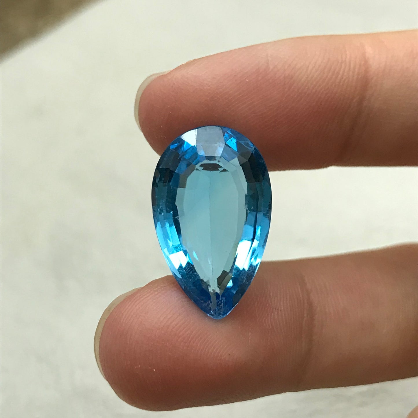 Imperfect 22x13mm Sky Blue Topaz Pear Cut, 15.64 carat Loose Chipped and Scratched Topaz