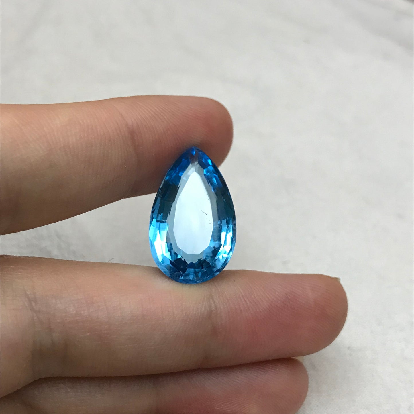 Imperfect 22x13mm Sky Blue Topaz Pear Cut, 15.64 carat Loose Chipped and Scratched Topaz