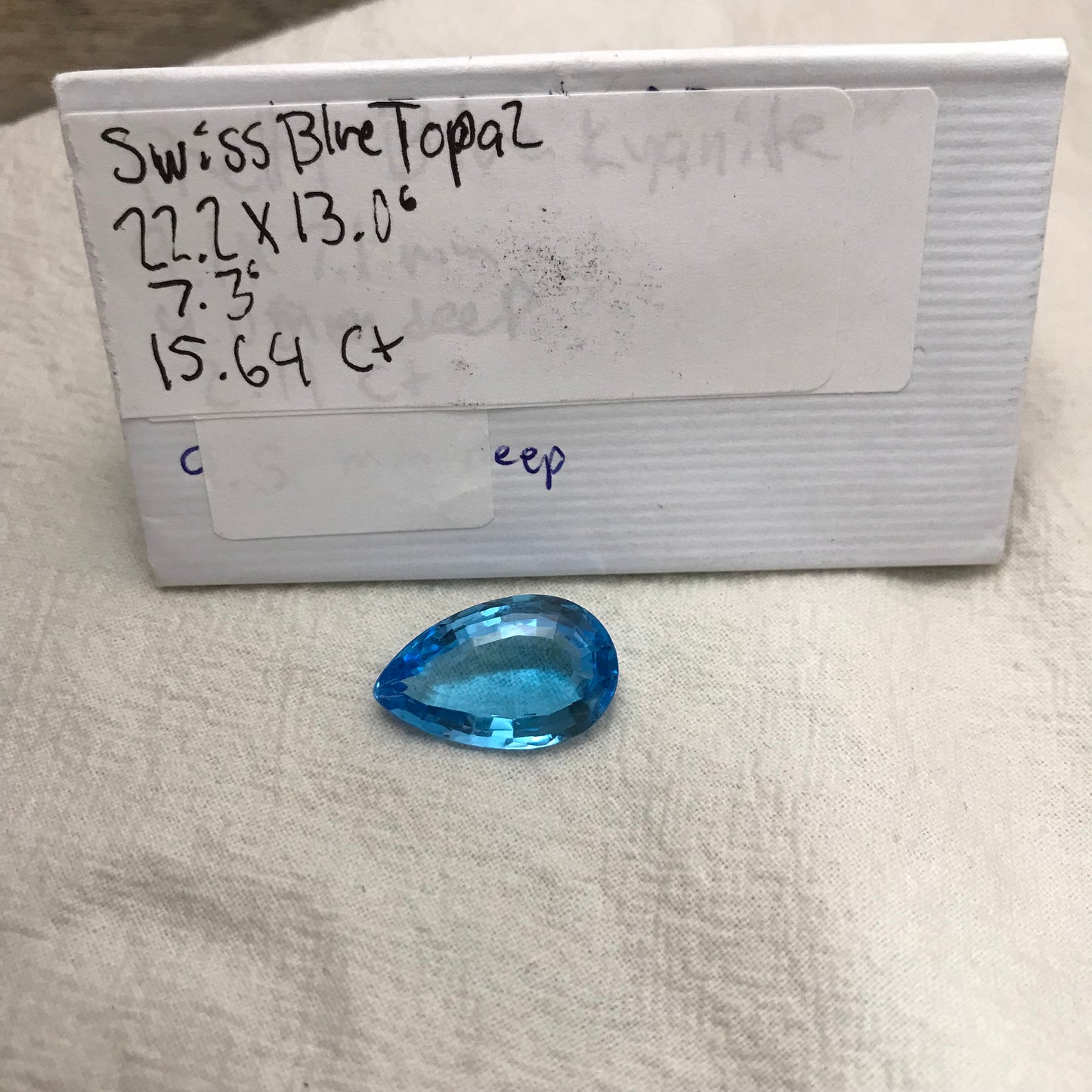 Imperfect 22x13mm Sky Blue Topaz Pear Cut, 15.64 carat Loose Chipped and Scratched Topaz