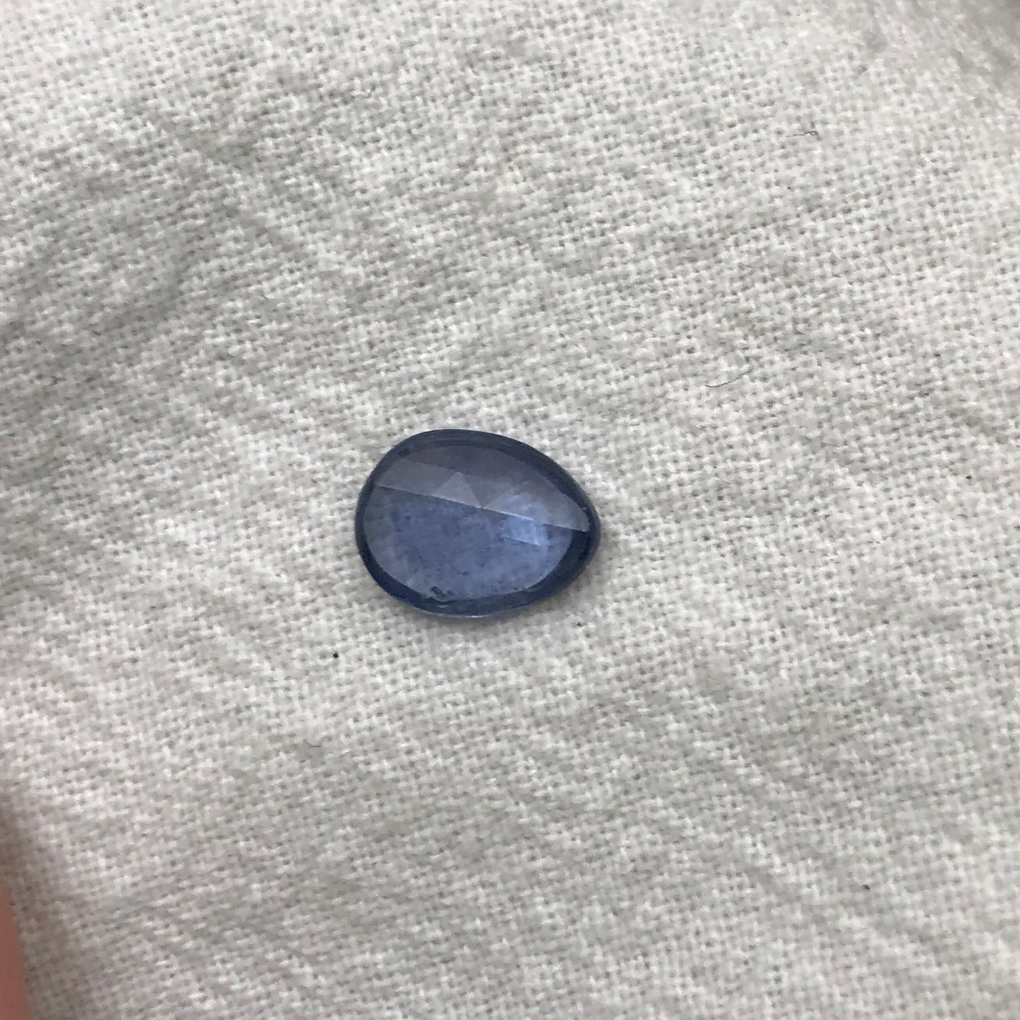 1.24 ct Natural Blue Sapphire, 8.3x6.3mm Rose Cut/Cabochon shallow Blue Sapphire, Freeform Pear, Heated Faceted Loose Gemstone
