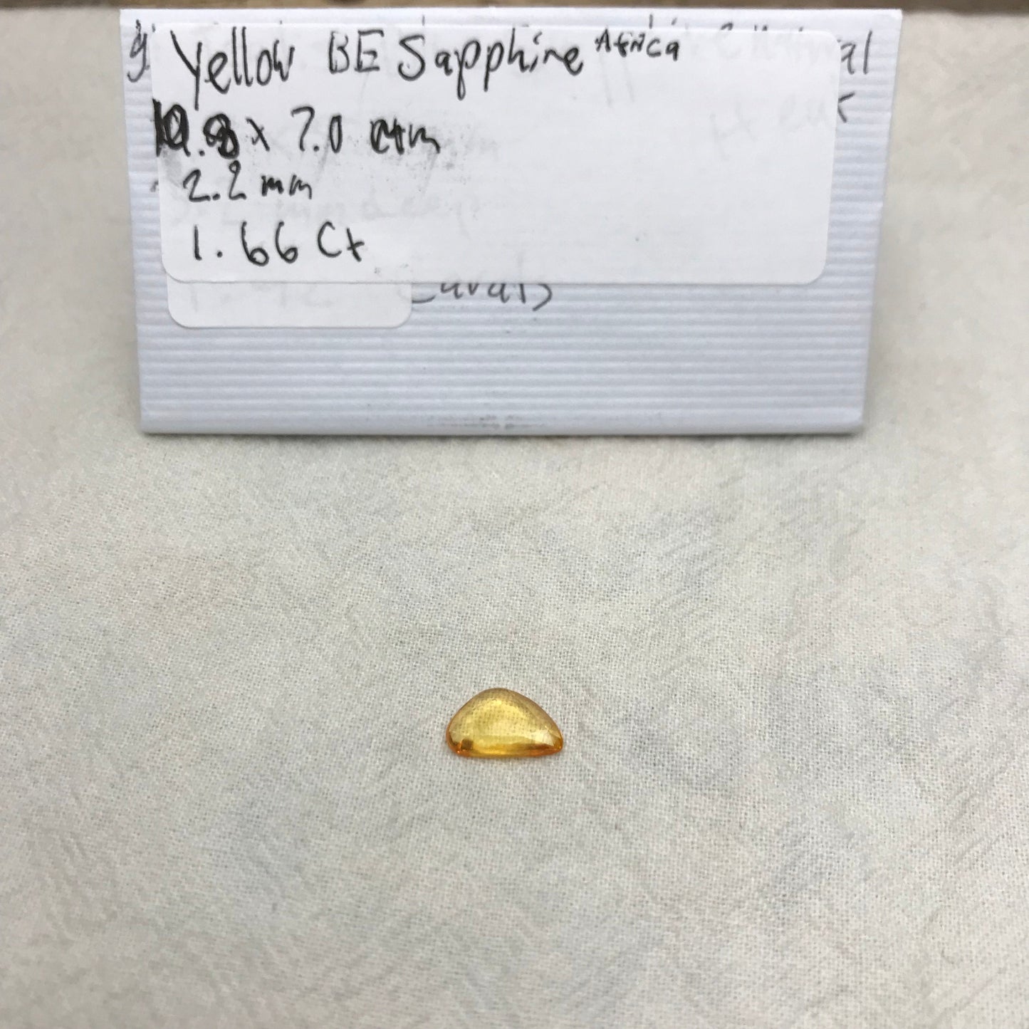 1.66 ct Natural Yellow Sapphire, 11x7mm Rose Cut BE Yellow Sapphire, Freeform Trillion, Beryllium Treated Sapphire