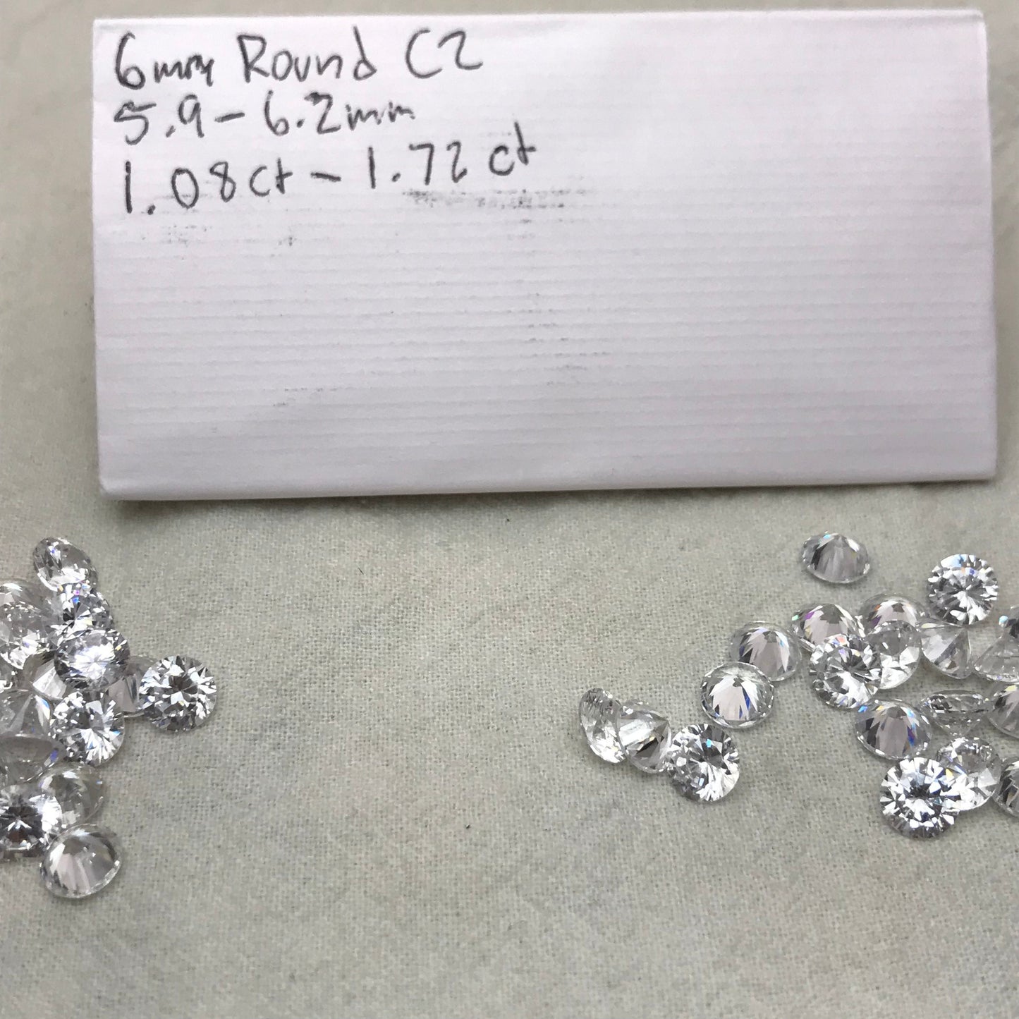 One- 6mm Round Cubic Zirconia 1.08-1.72 carat Clear Colorless CZ, Inexpensive Diamond Simulant, Faceted Loose Gemstone for Jewelry Setting