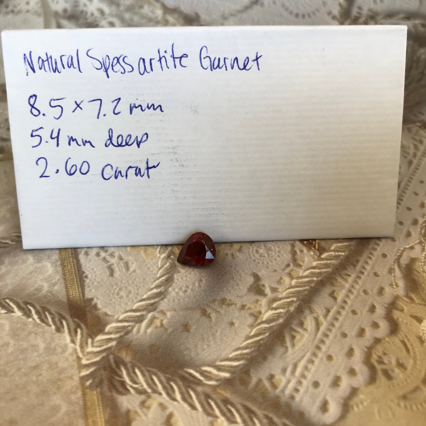 Natural Orange Red Spessartite Garnet 8.5x7mm Fat Pear 2.60 carat Faceted Gemstone Loose Gem Red Orange Garnet