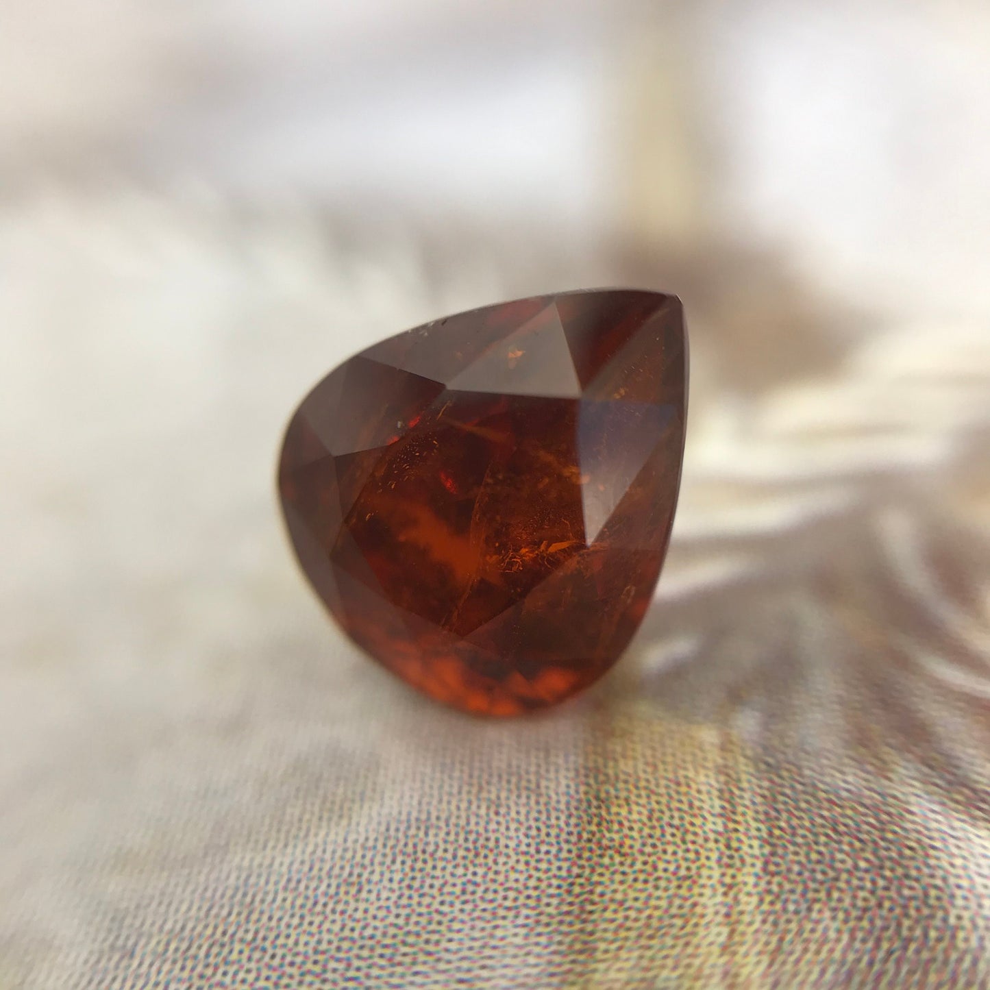 Natural Orange Red Spessartite Garnet 8.5x7mm Fat Pear 2.60 carat Faceted Gemstone Loose Gem Red Orange Garnet