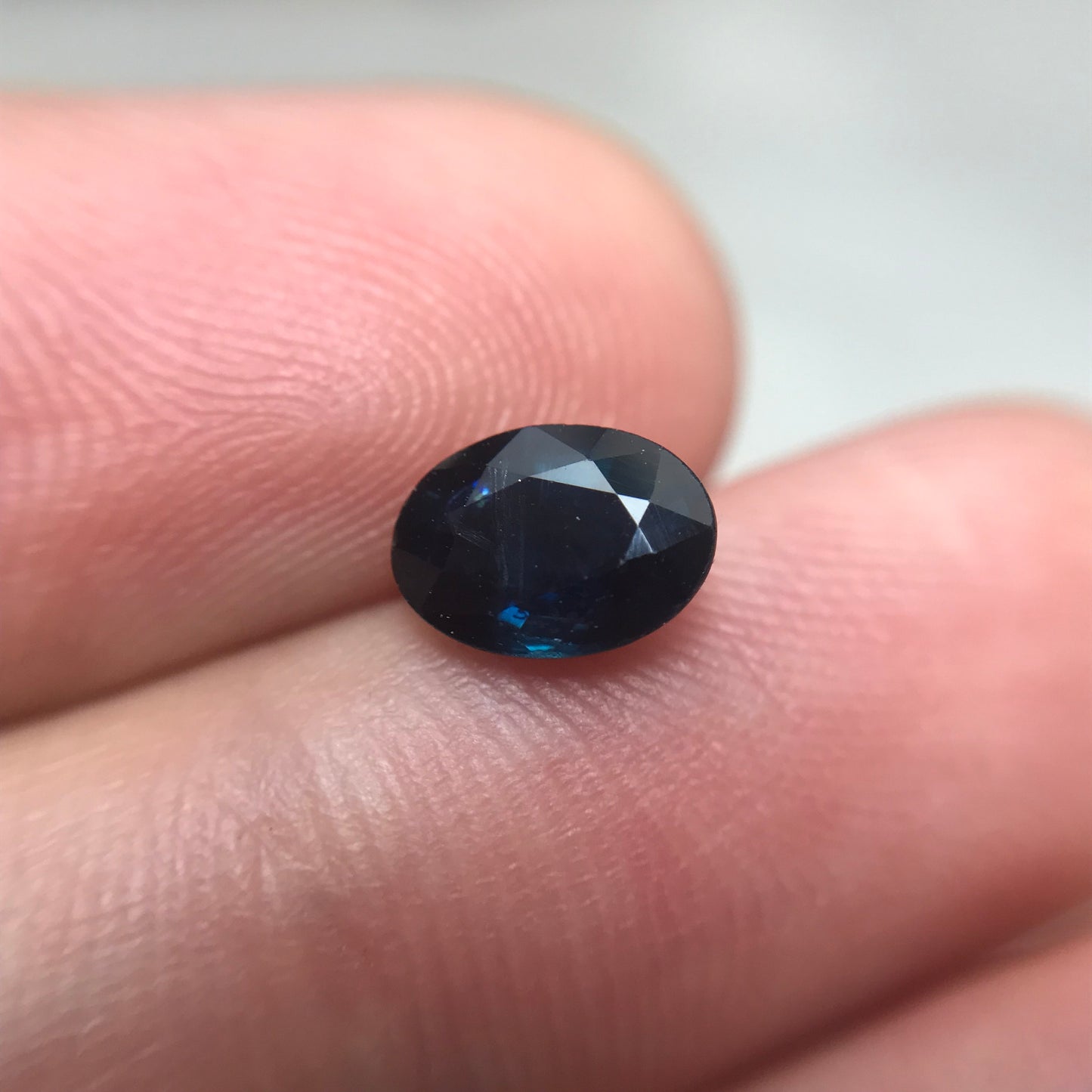 Natural Dark Blue Sapphire 1 Carat, 7x5mm Oval Greenish Blue Sapphire, 7.1x5.2mm Faceted, Loose Reclaimed Gemstone