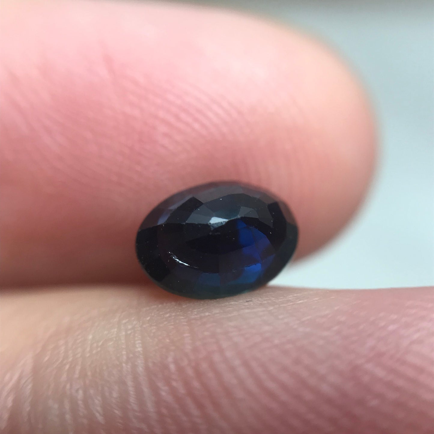 Natural Dark Blue Sapphire 1 Carat, 7x5mm Oval Greenish Blue Sapphire, 7.1x5.2mm Faceted, Loose Reclaimed Gemstone