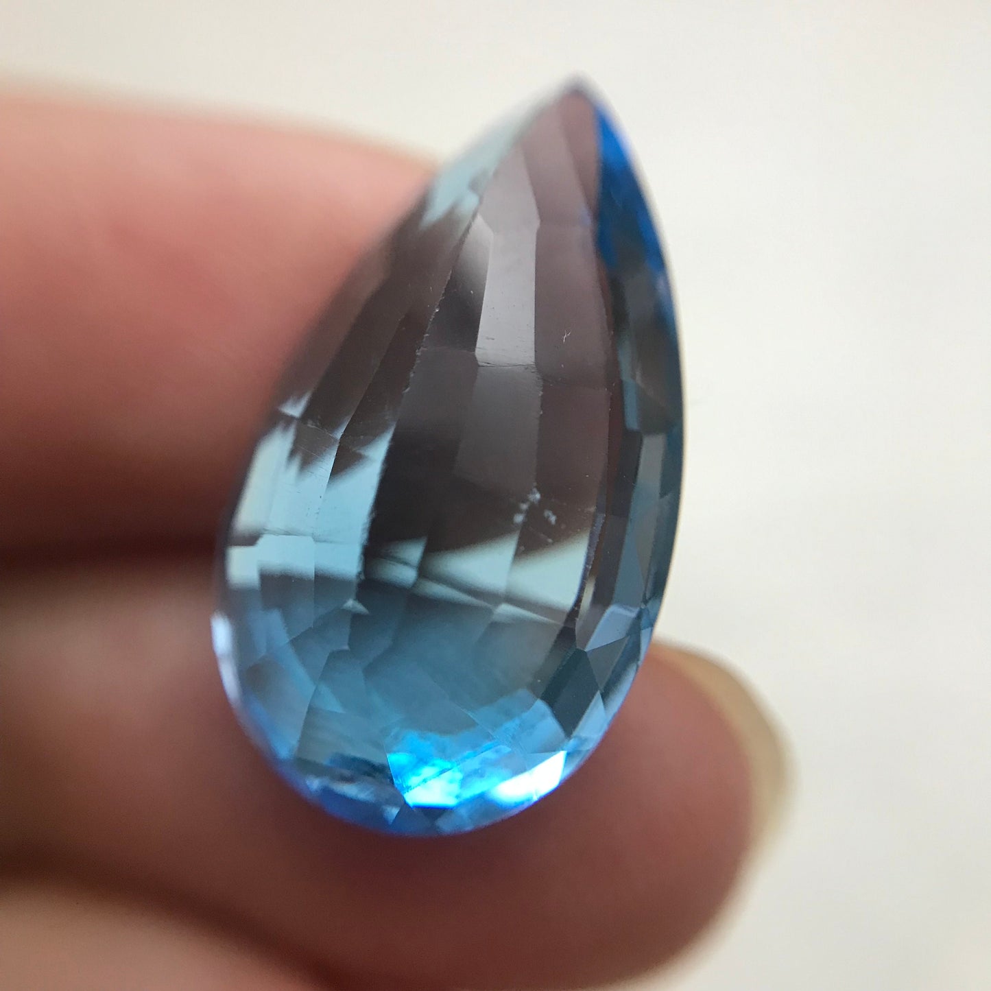 Imperfect 22x13mm Sky Blue Topaz Pear Cut, 15.64 carat Loose Chipped and Scratched Topaz