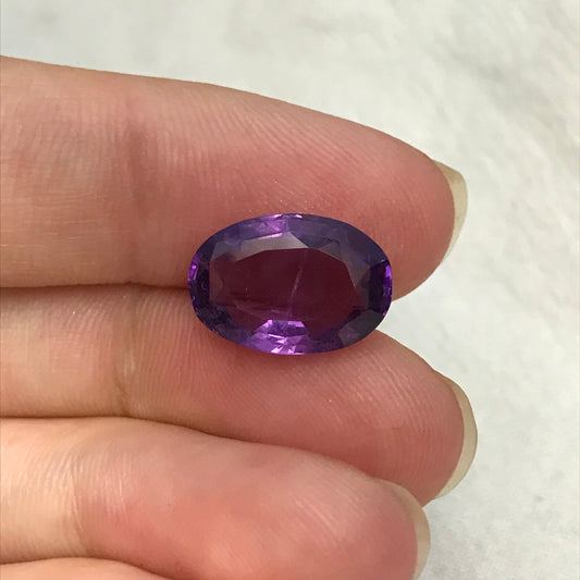 Purple Natural Amethyst 5.09 Carat, 14x9.6mm Oval Cut, Faceted Loose Rich Purple Amethyst, Purple Quartz, February Birthstone