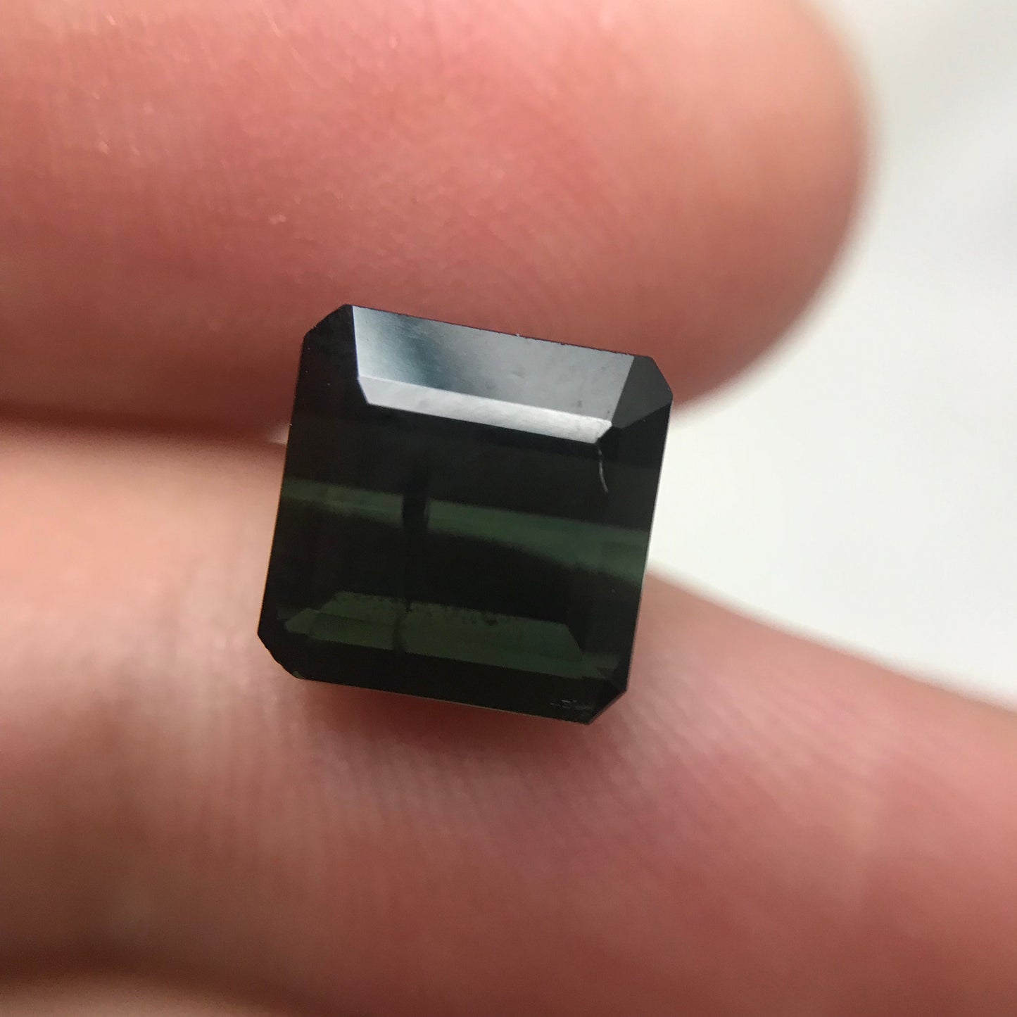 Natural Dark Green Tourmaline 3.23 Carat 8mm Octagonal Square Cut, Faceted Loose Unmounted Gemstone, Mozambique Tourmaline