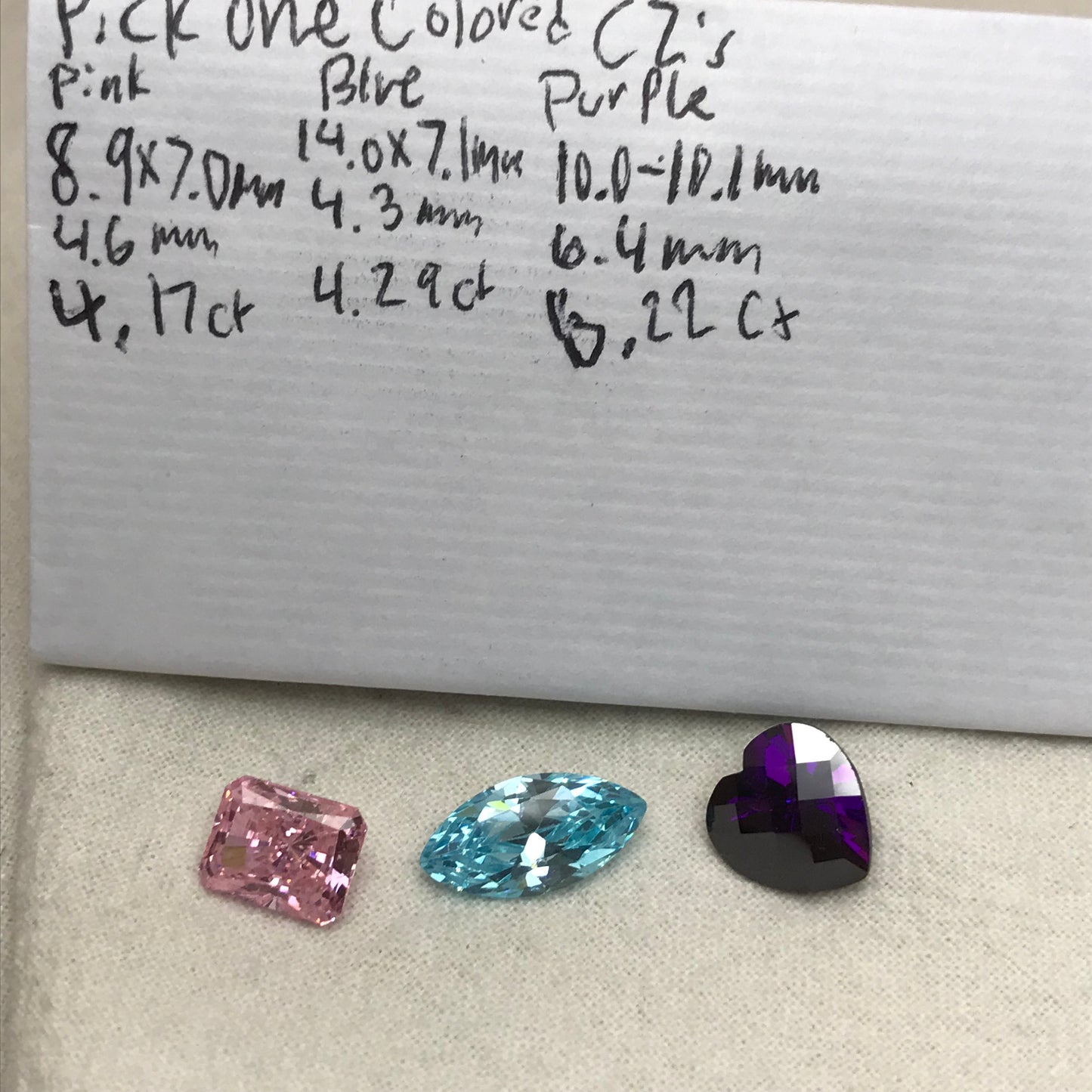 Pick One- Blue, Pink & Purple Cubic Zirconia 4-6 carats of CZs, Heart, Marquise, Rectangle cut Loose Faceted Loose Gemstones, Multi Color CZ