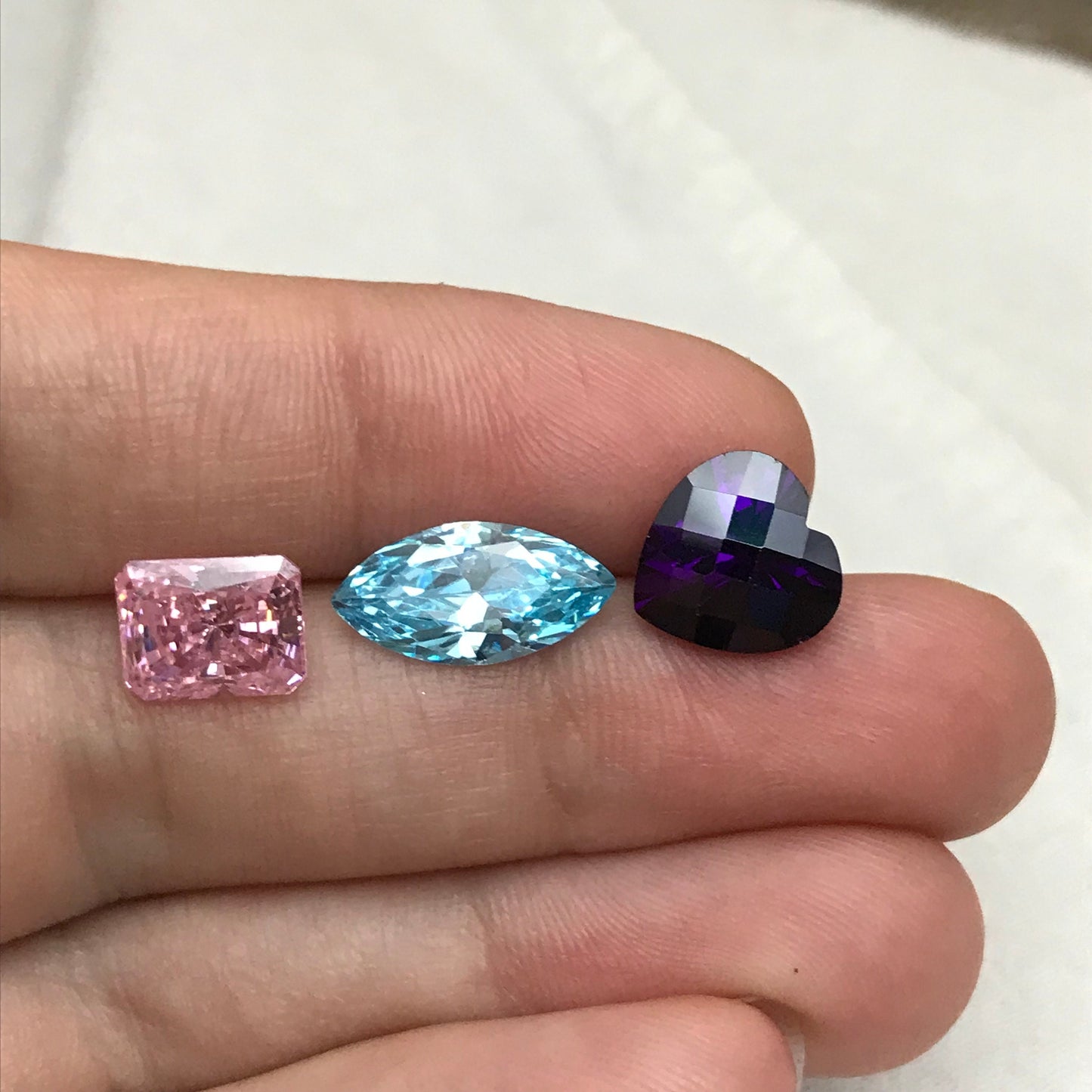 Pick One- Blue, Pink & Purple Cubic Zirconia 4-6 carats of CZs, Heart, Marquise, Rectangle cut Loose Faceted Loose Gemstones, Multi Color CZ