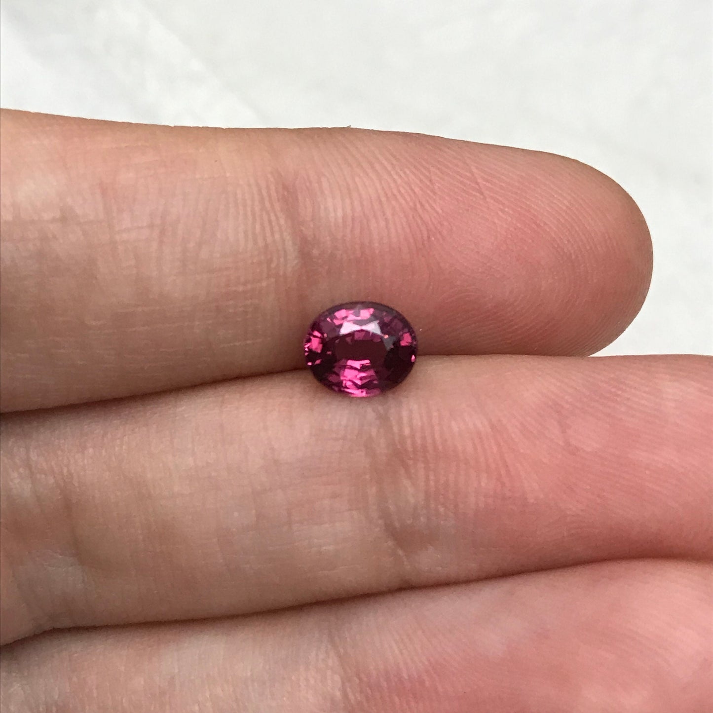 Natural Rhodolite Garnet, 1.11 carat, 6.7x5.6mm Rose Red Garnet, Faceted Oval Cut Raspberry Garnet Gem