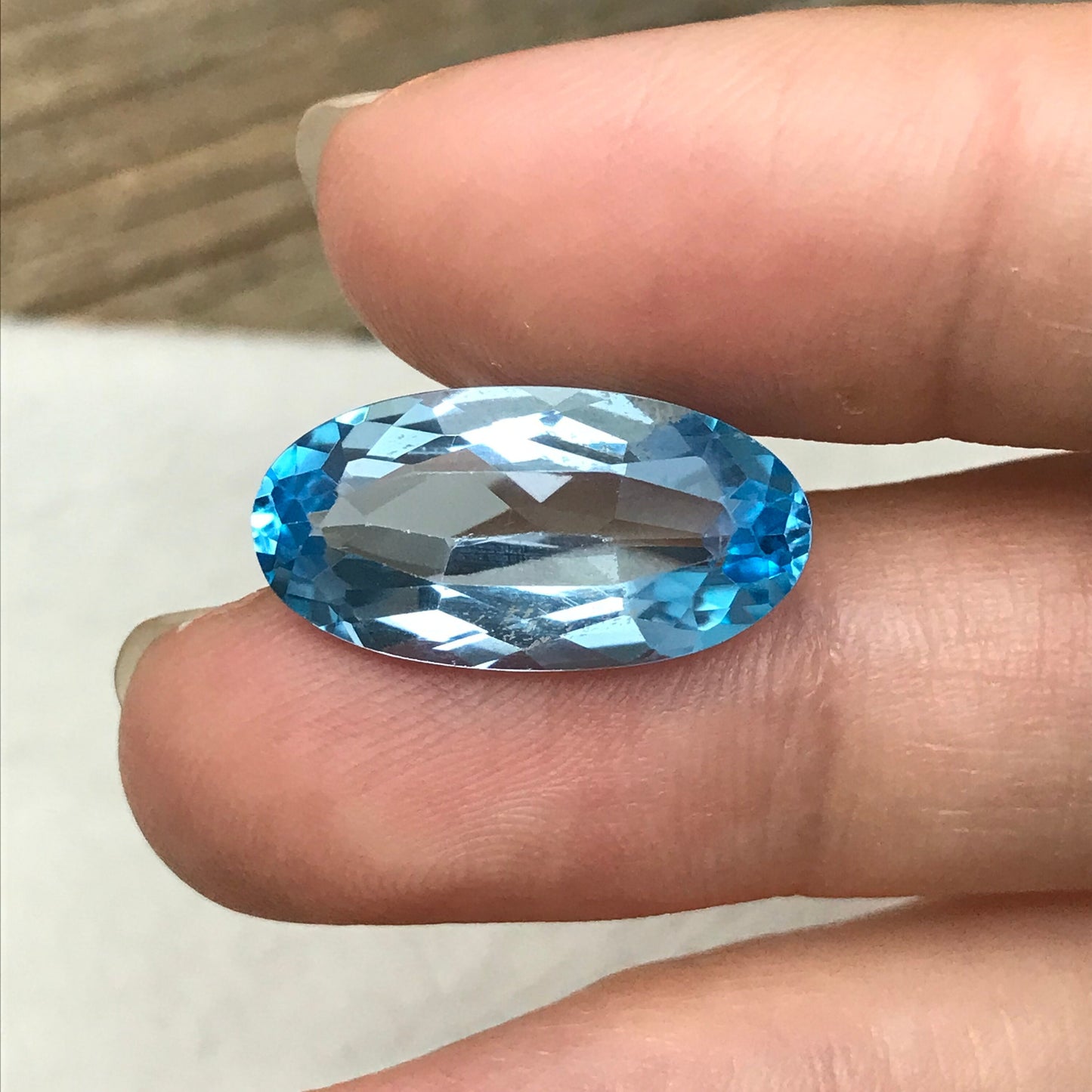 20x10mm Sky Blue Topaz 11.41 carat, Long Oval Cut Loose, Blue Topaz, Faceted Blue Topaz, December Birthstone