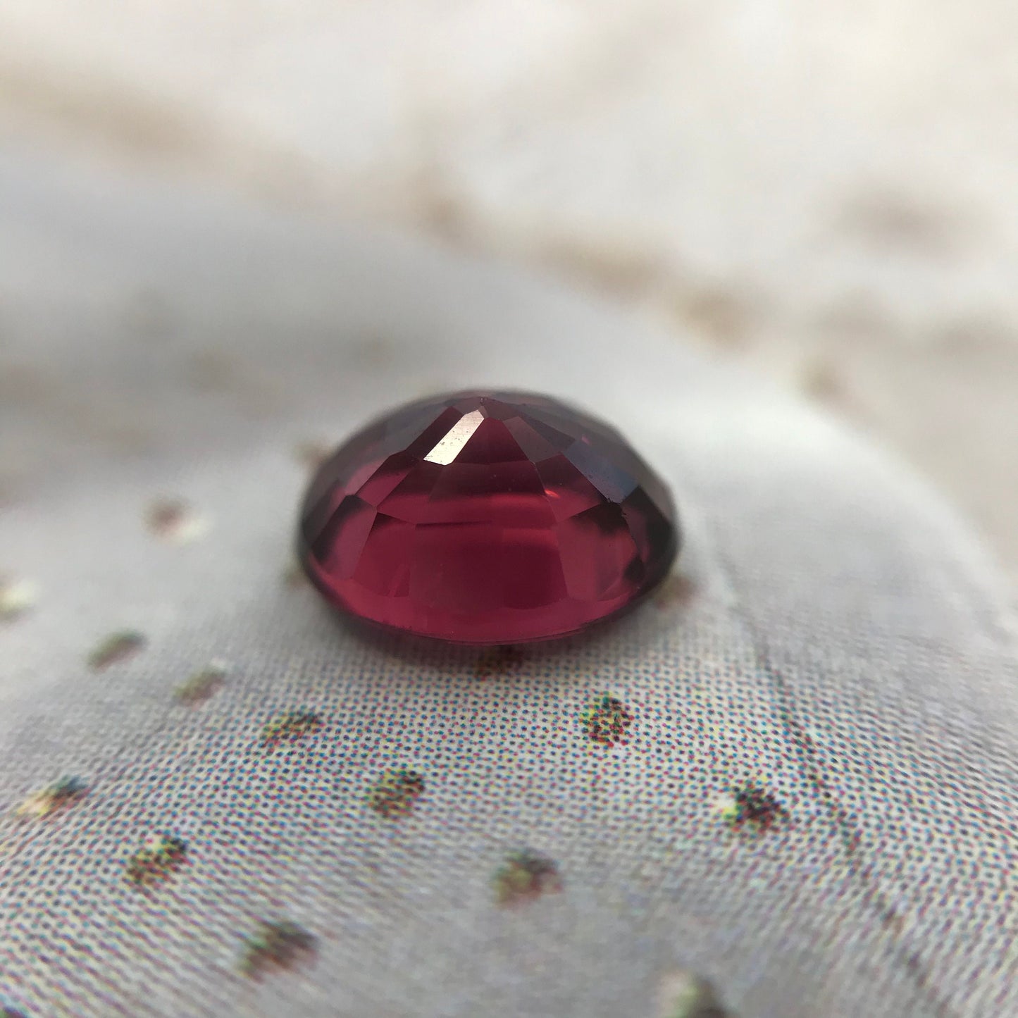 Natural Rhodolite Garnet, 1.30 carat, 6.8 x 5.6 mm Purplish Pink Garnet, Faceted Oval Cut Raspberry Garnet Gem, Dark Pink Garnet