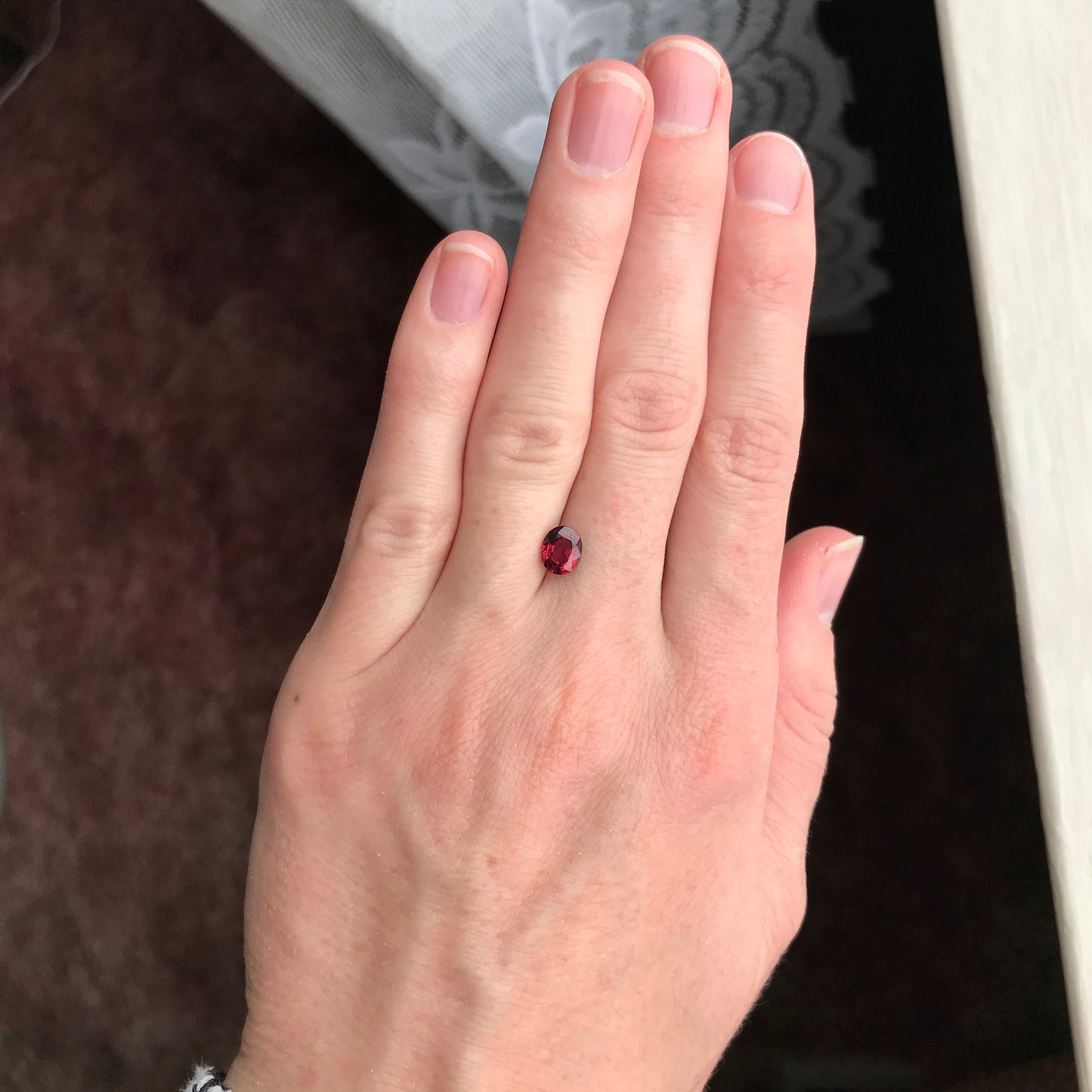 Natural Rhodolite Garnet, 1.30 carat, 6.8 x 5.6 mm Purplish Pink Garnet, Faceted Oval Cut Raspberry Garnet Gem, Dark Pink Garnet