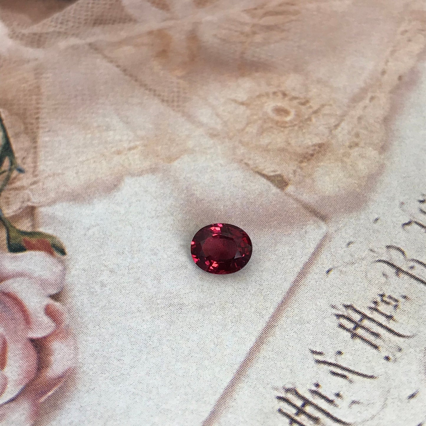 Natural Rhodolite Garnet, 1.30 carat, 6.8 x 5.6 mm Purplish Pink Garnet, Faceted Oval Cut Raspberry Garnet Gem, Dark Pink Garnet