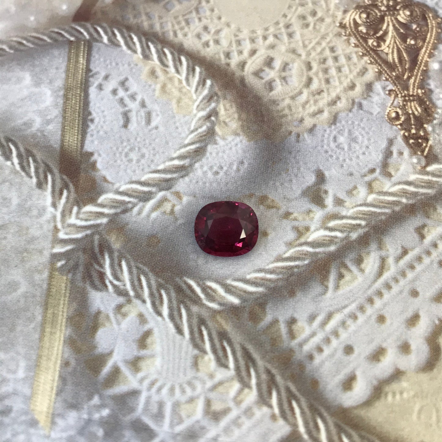 Natural Rhodolite Garnet, 2.14 carat, 8.3x7.2mm Cushion Cut Purple Red Garnet, Faceted Raspberry Garnet Gem, Pink Garnet