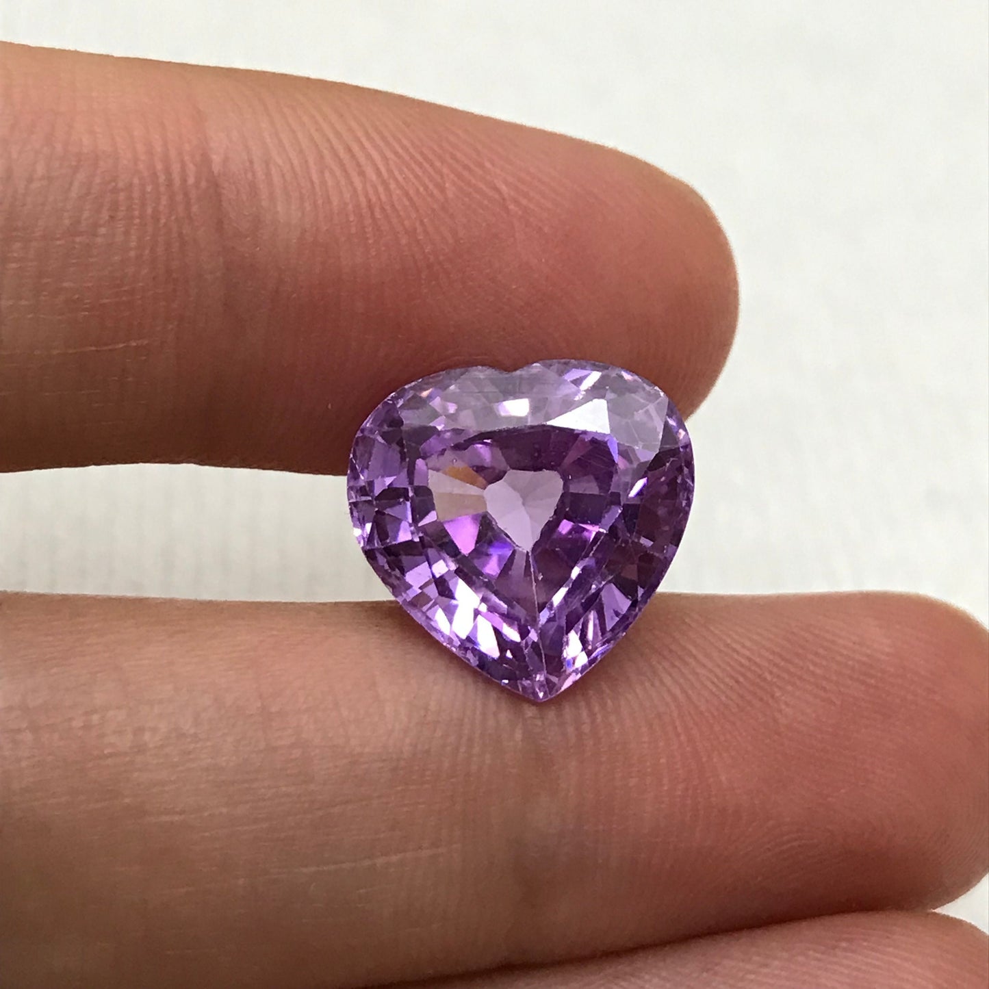 15.68 Ct Purple Cubic Zirconia, 13.6x13.3mm Heart cut CZ, Loose Faceted Loose Diamond Simulant, Pinkish Purple 13.5mm CZ