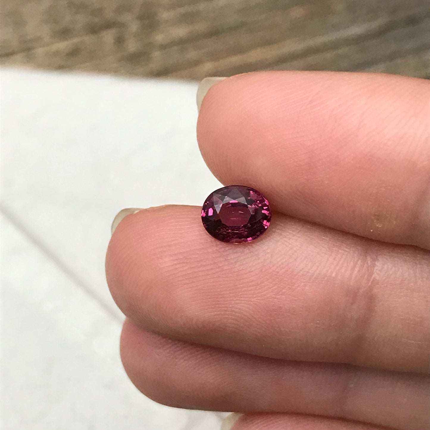 Natural Rhodolite Garnet, 1.11 carat, 6.7x5.6mm Rose Red Garnet, Faceted Oval Cut Raspberry Garnet Gem