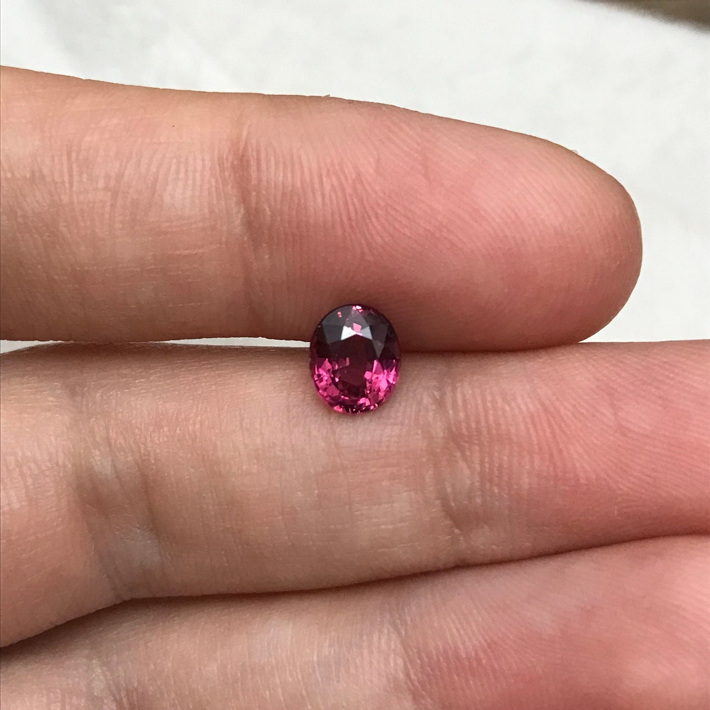 Natural Rhodolite Garnet, 1.11 carat, 6.7x5.6mm Rose Red Garnet, Faceted Oval Cut Raspberry Garnet Gem
